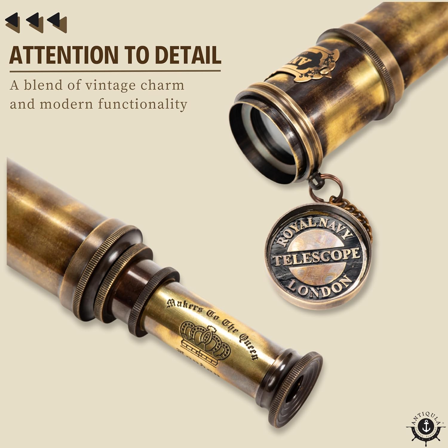 1920 Vintage Brass Telescope with Leather Case