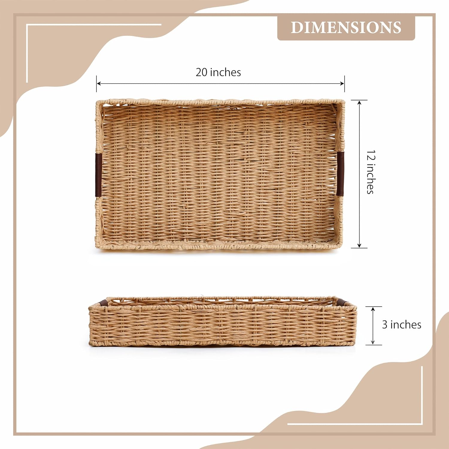 Summit Living Handwoven Rattan Serving Tray 20x12