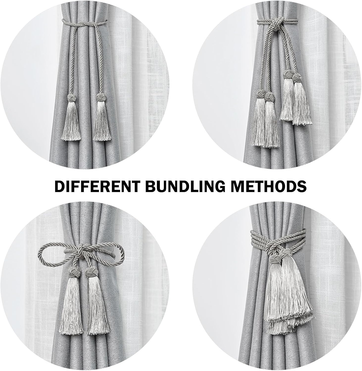 NICEEC 4 Pack Double-Ended Tassel Curtain Tiebacks