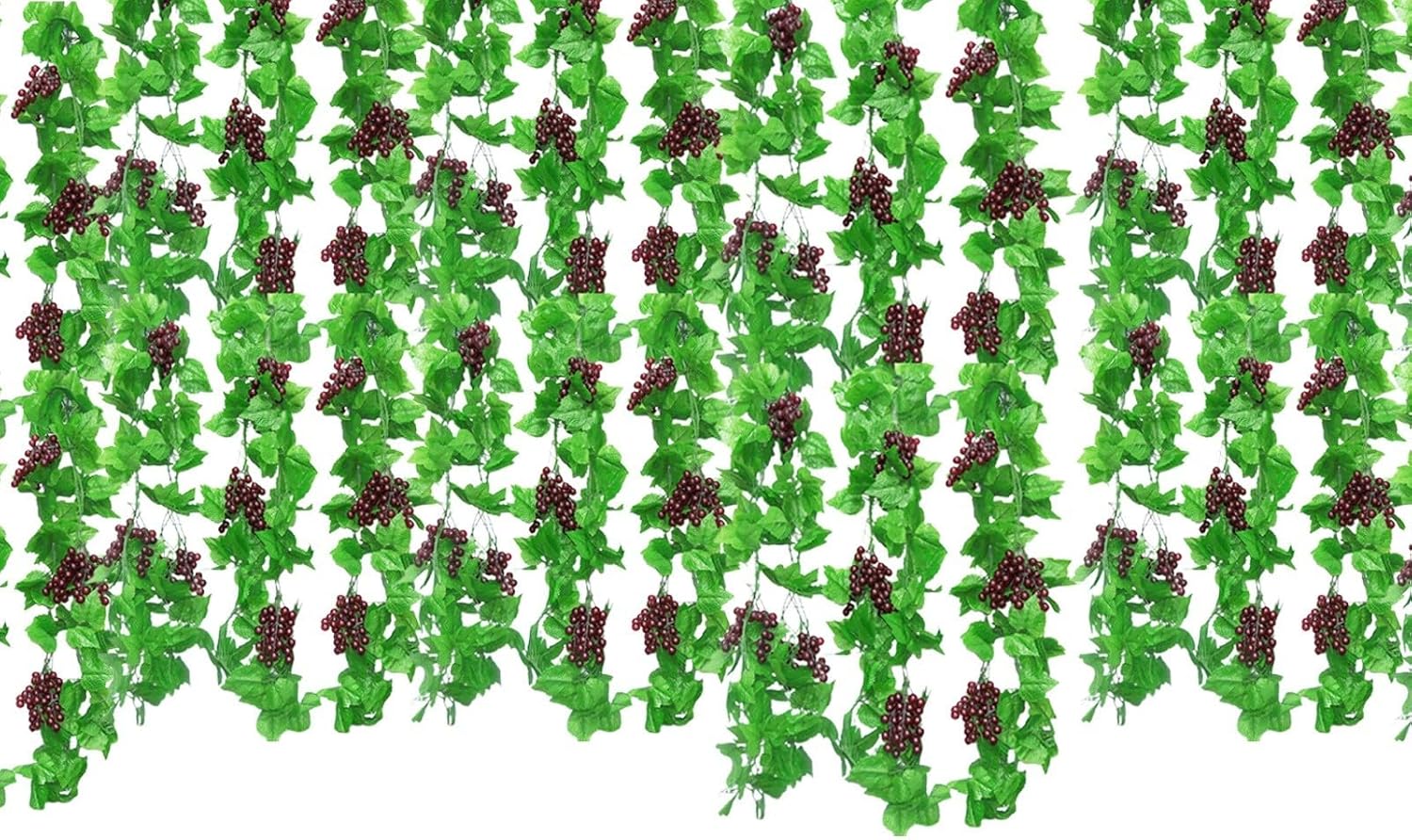 Lifelike Plastic Grape Vine with Leaves 4 Pieces 92 Meters