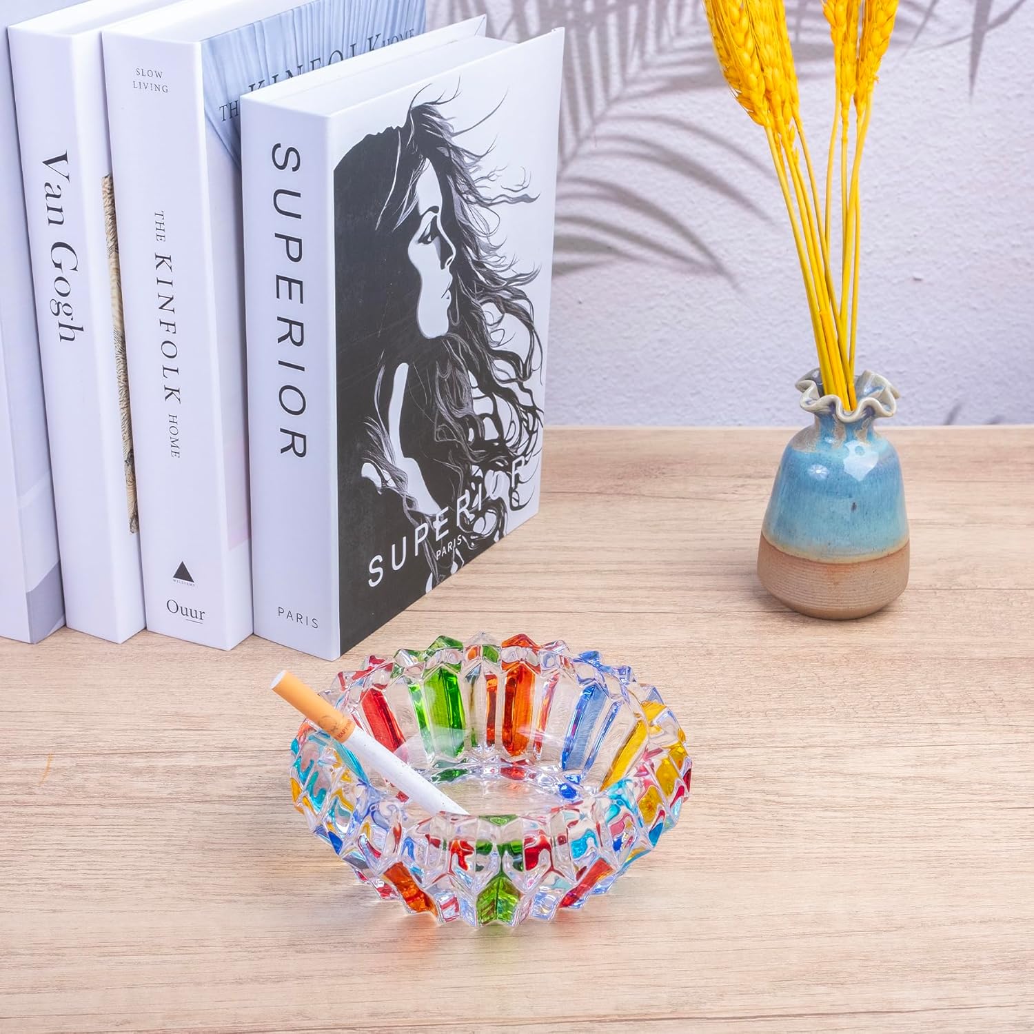Yblenic Large Glass Cigarette Ashtray for Home and Office Use