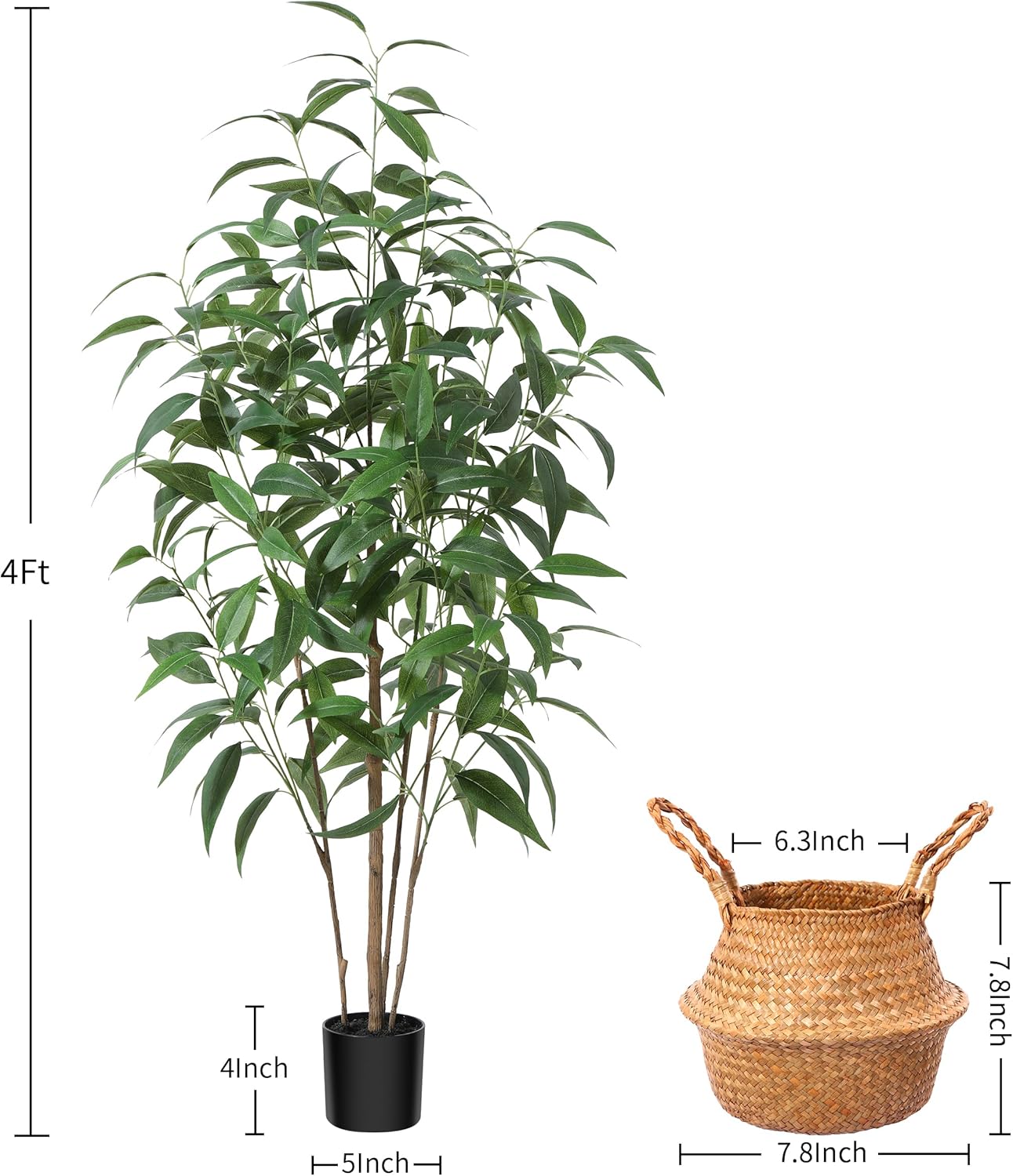 Ferrgoal 4ft Artificial Eucalyptus Tree in Pot