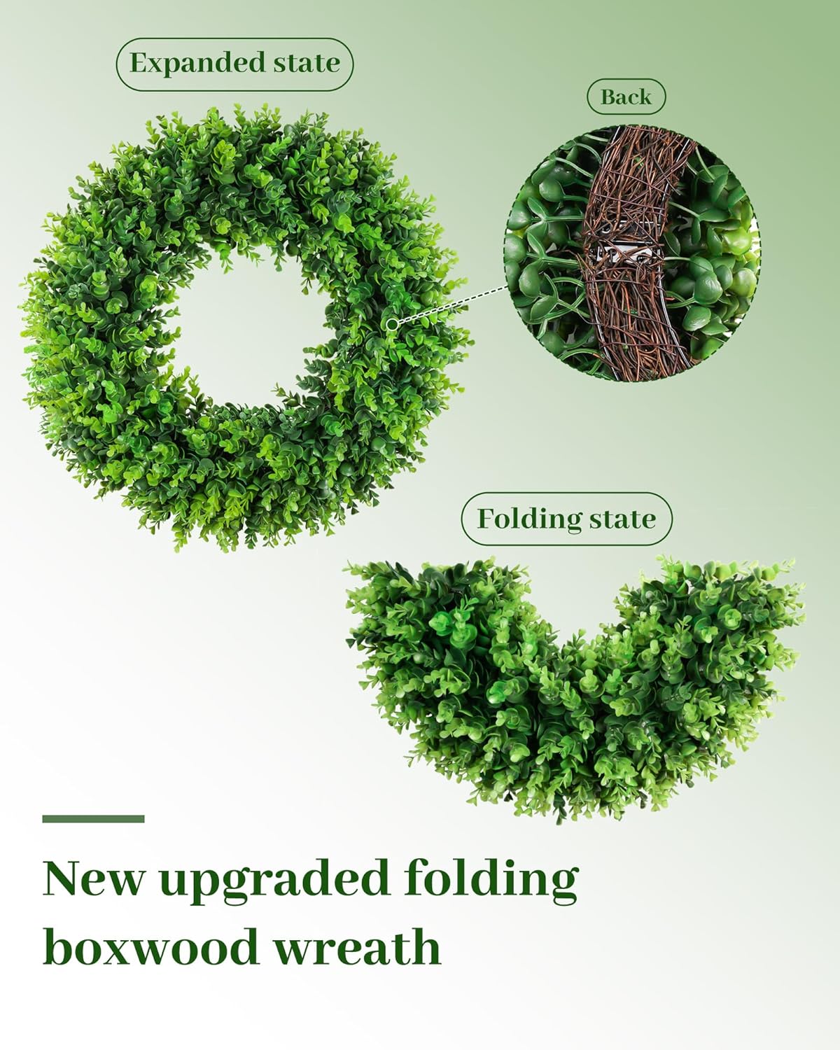 DDHS 20 Inch Artificial Boxwood Wreath for Front Door