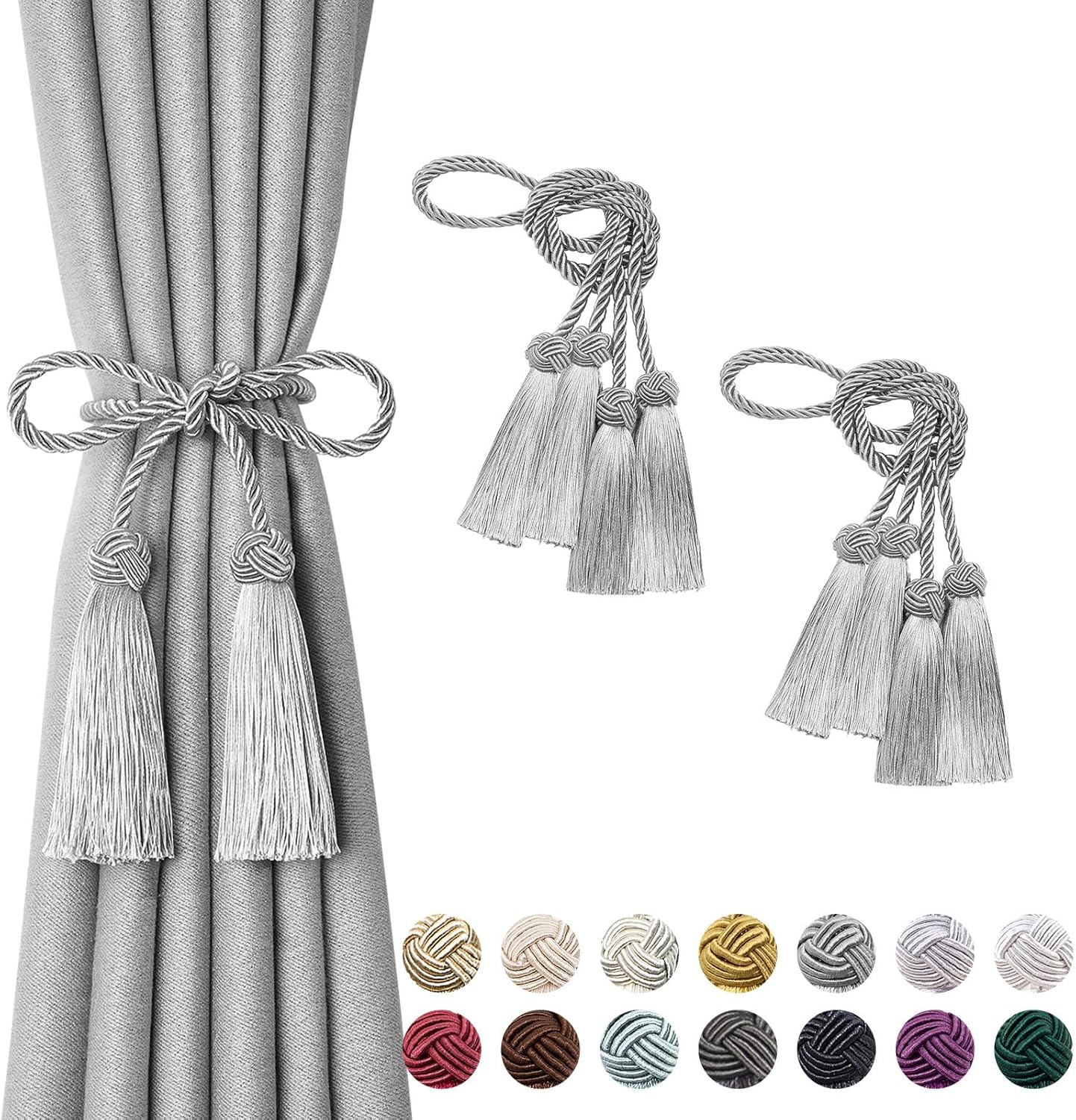 NICEEC 4 Pack Double-Ended Tassel Curtain Tiebacks