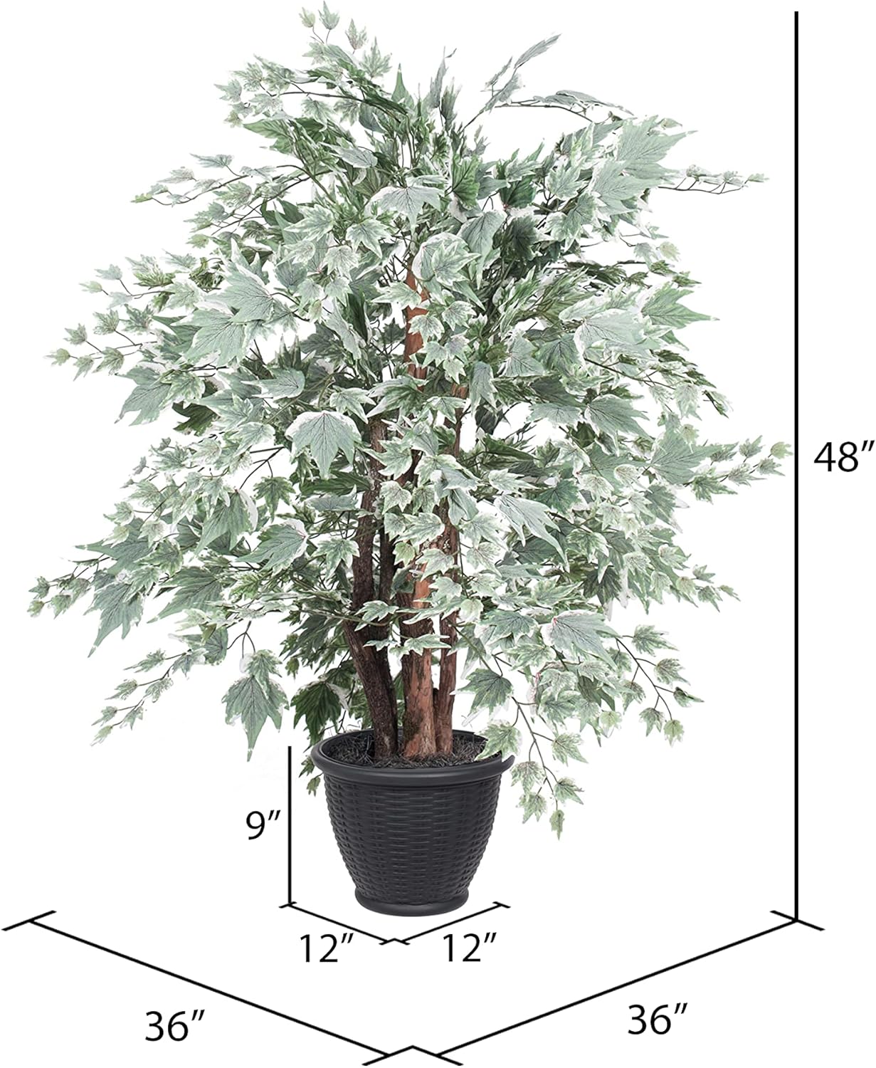 Vickerman 4 Foot Artificial Silver Maple Bush with Decorative Container
