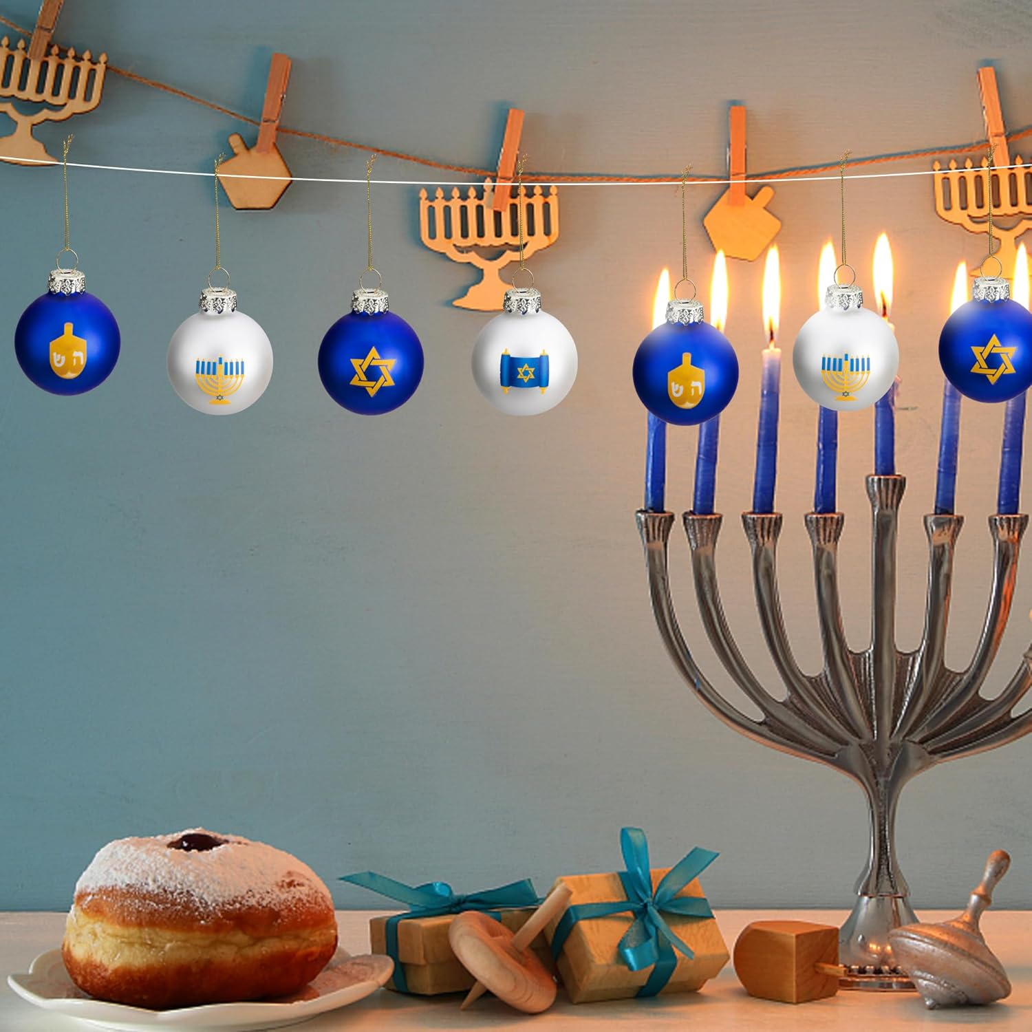 12pcs Glass Star of David Hanukkah Ornaments