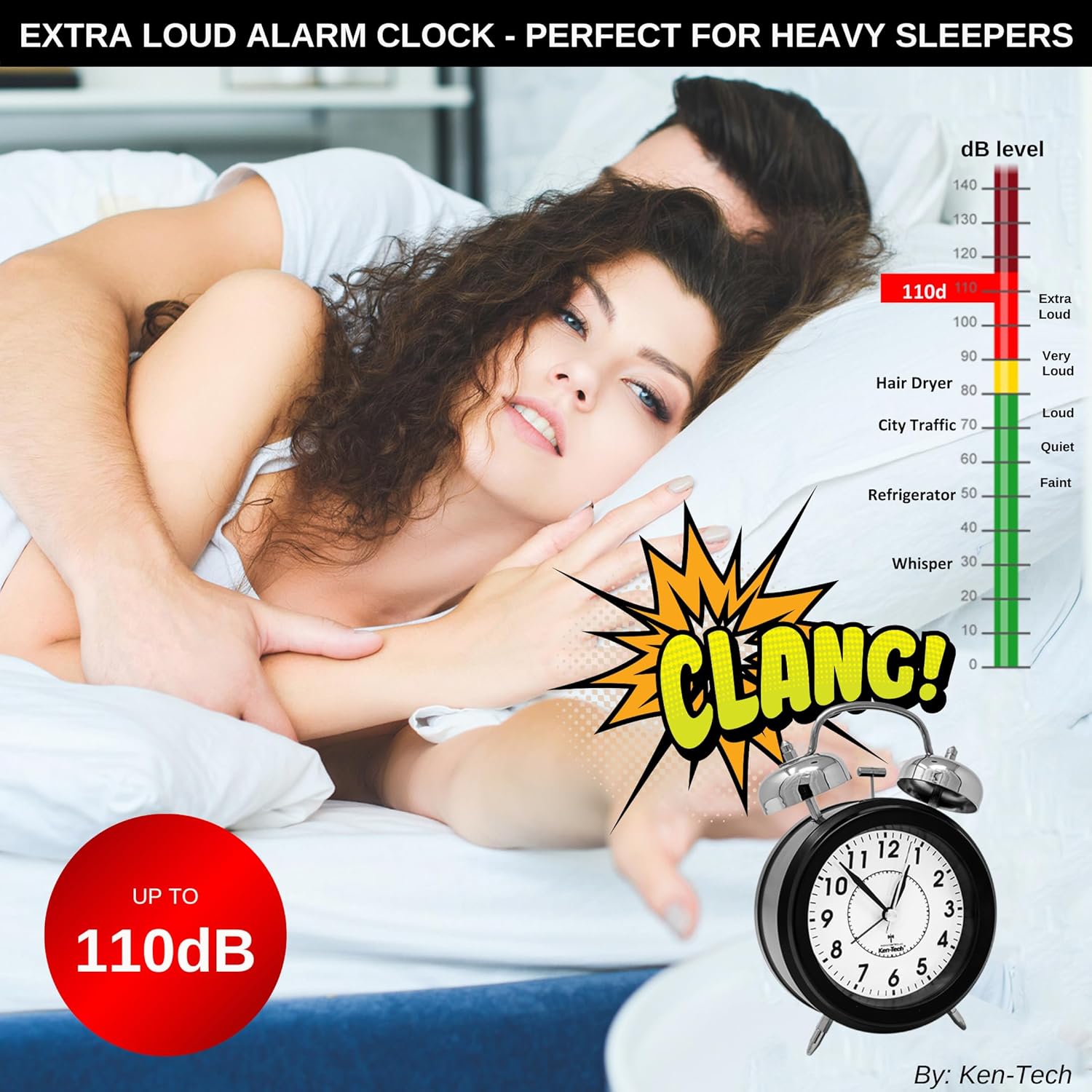 Ken-Tech Atomic Retro Twin Bell Alarm Clock