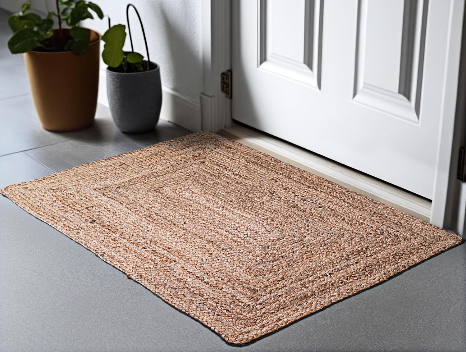 Hausattire Hand Woven Jute Braided Rug 2x3 Natural