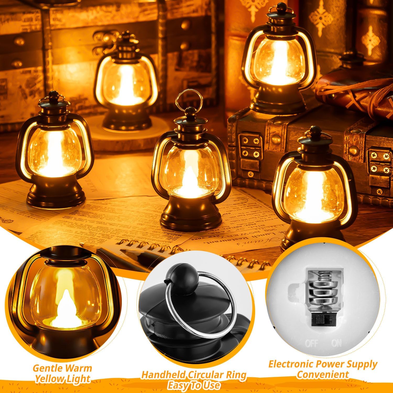 12 Pcs Halloween Mini Lantern with LED Candle