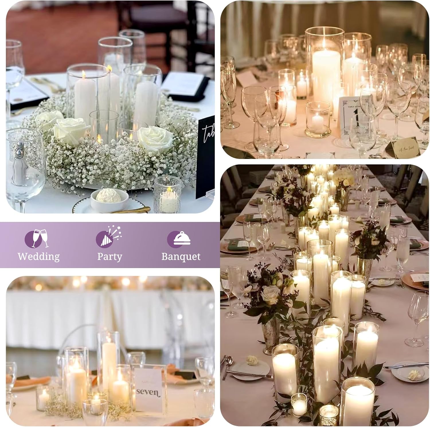6 Pack Hurricane Candle Holders Clear Borosilicate Glass Cylinder Tube Covers
