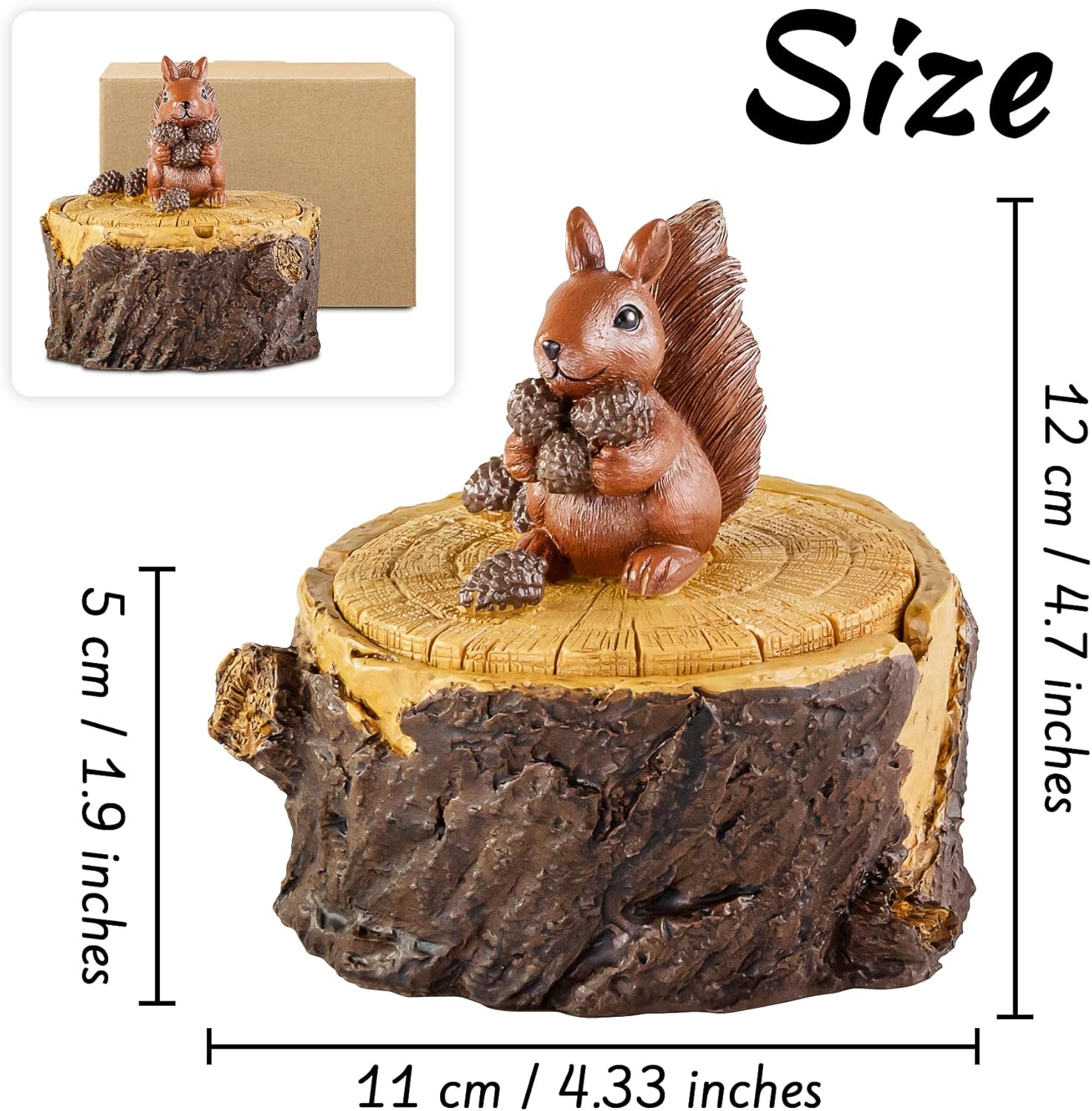 Cute Resin Squirrel Ashtray with Lid for Home and Garden