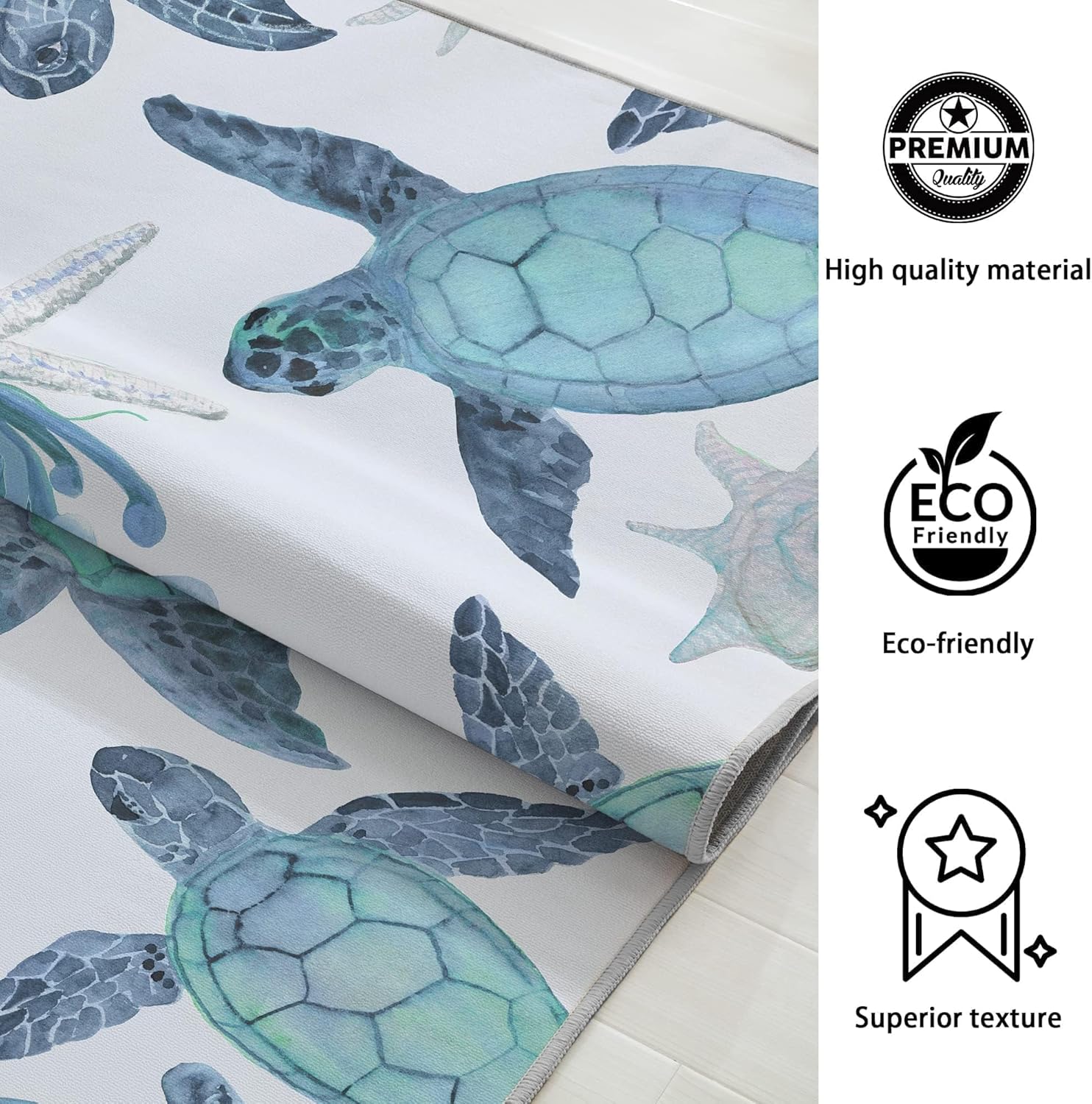 Tritard Coastal Sea Turtles Hallway Runner Rug 2x6