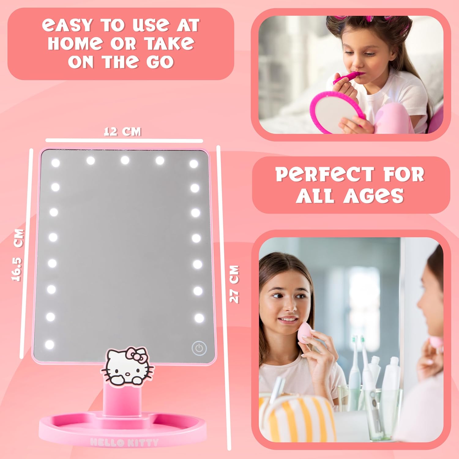 Hello Kitty Vanity Mirror with LED Touch Screen and Trinket Tray