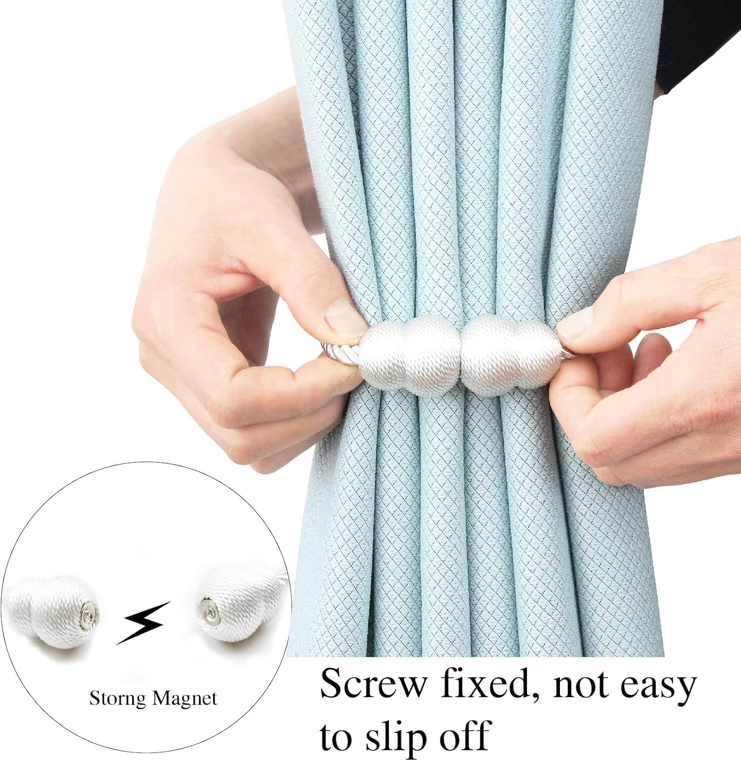 Hangtty Magnetic Curtain Tiebacks 2 Pack White