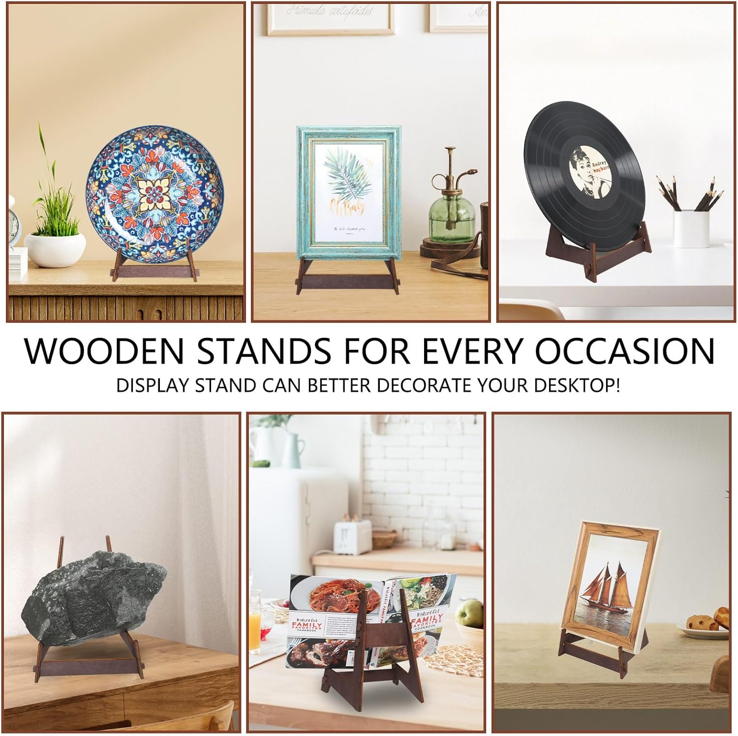 13 Inch Wooden Plate Display Stand Frame Holder