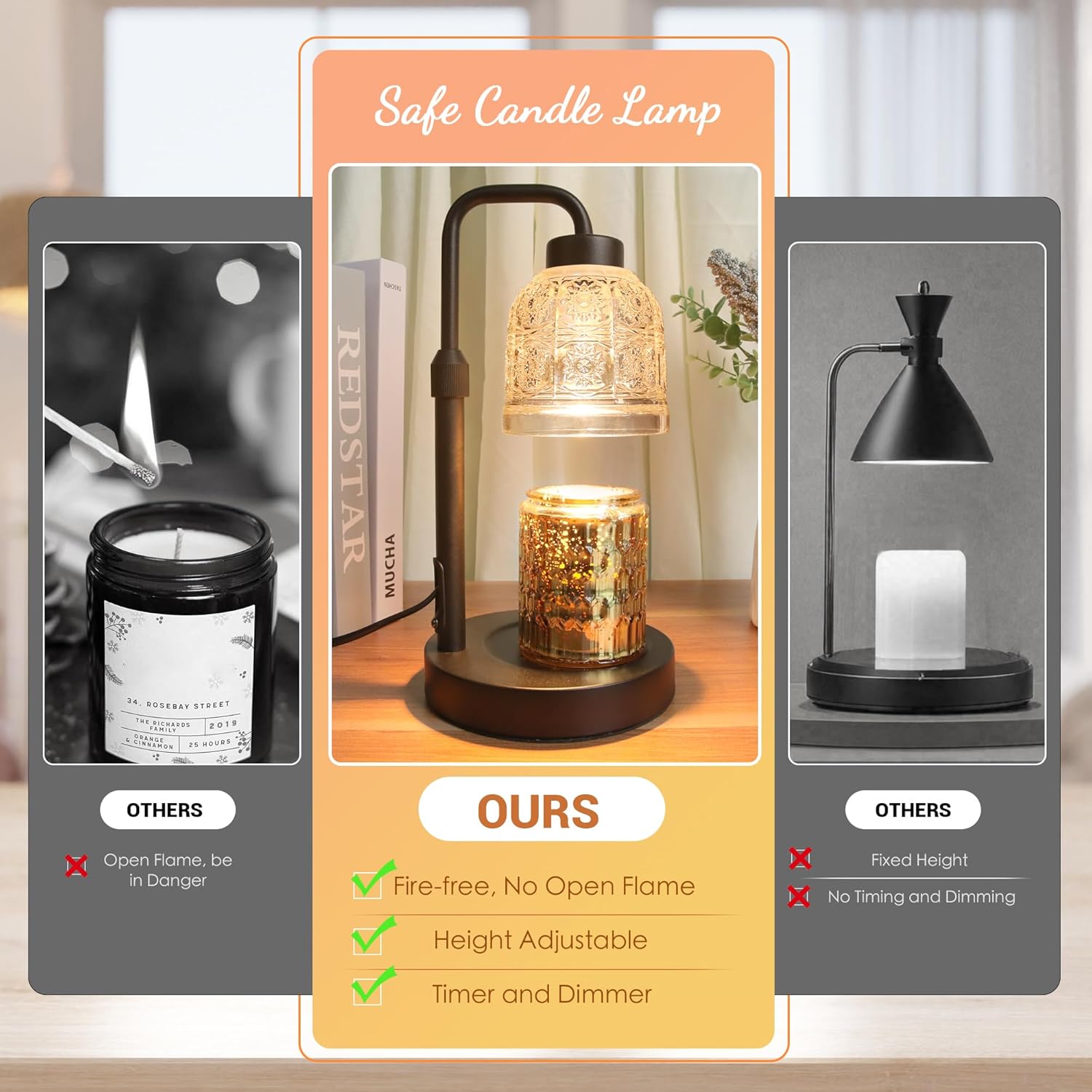 AIFEI Candle Warmer Lamp with Timer and Dimmer - Black