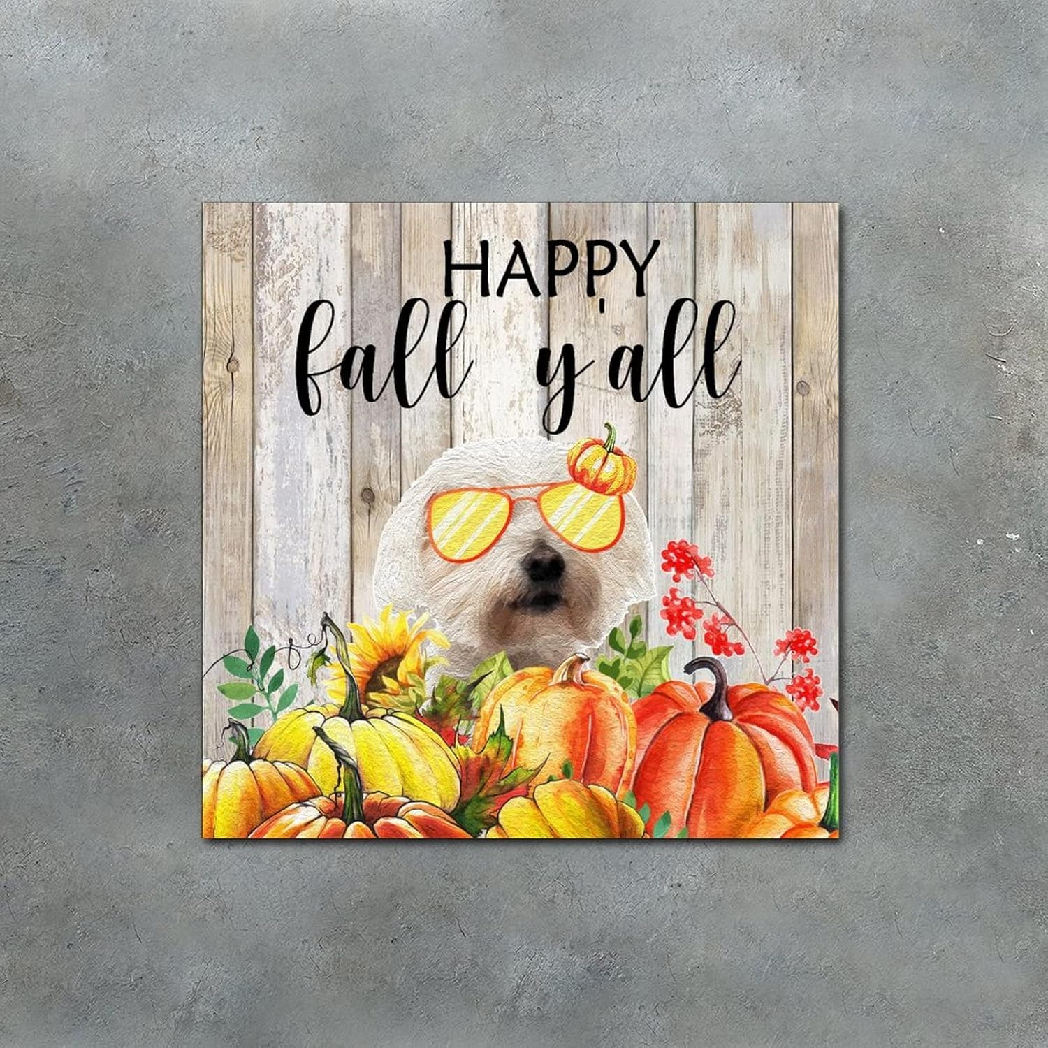 Thanksgiving Fall Decor Wood Sign Plaque 8x8in