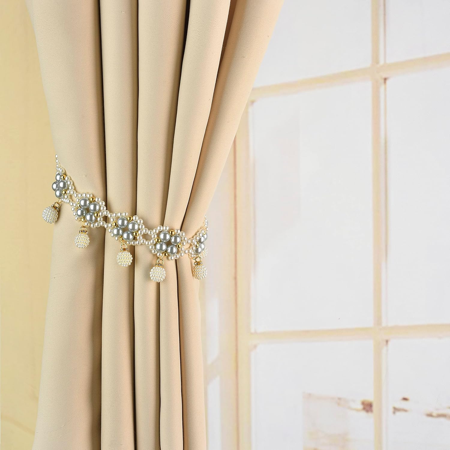 SUQ I OME Magnetic Pearl Curtain Tieback Gray