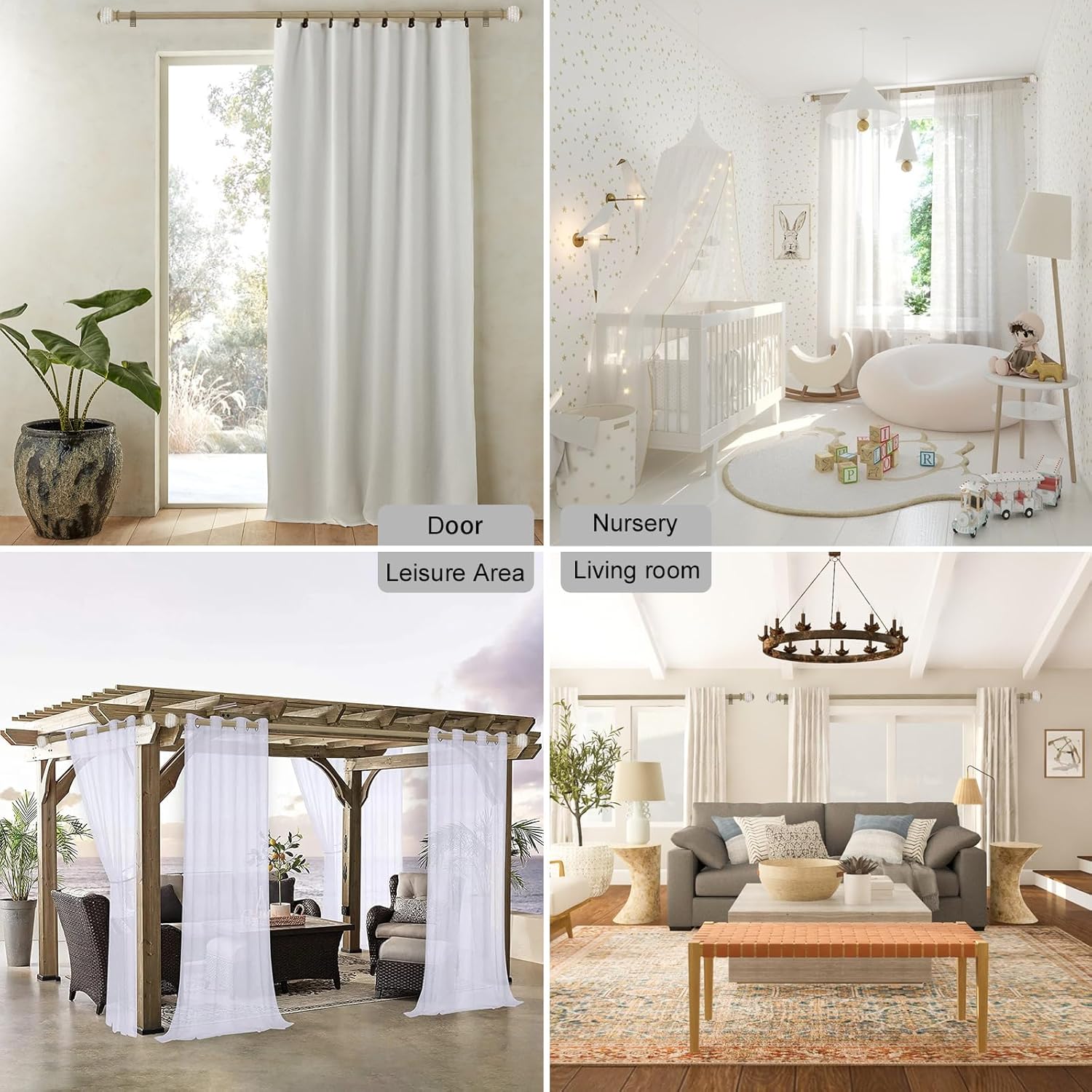 Byondeth Adjustable Window Curtain Rods 1 Inch Diameter with Wood Grain Finials
