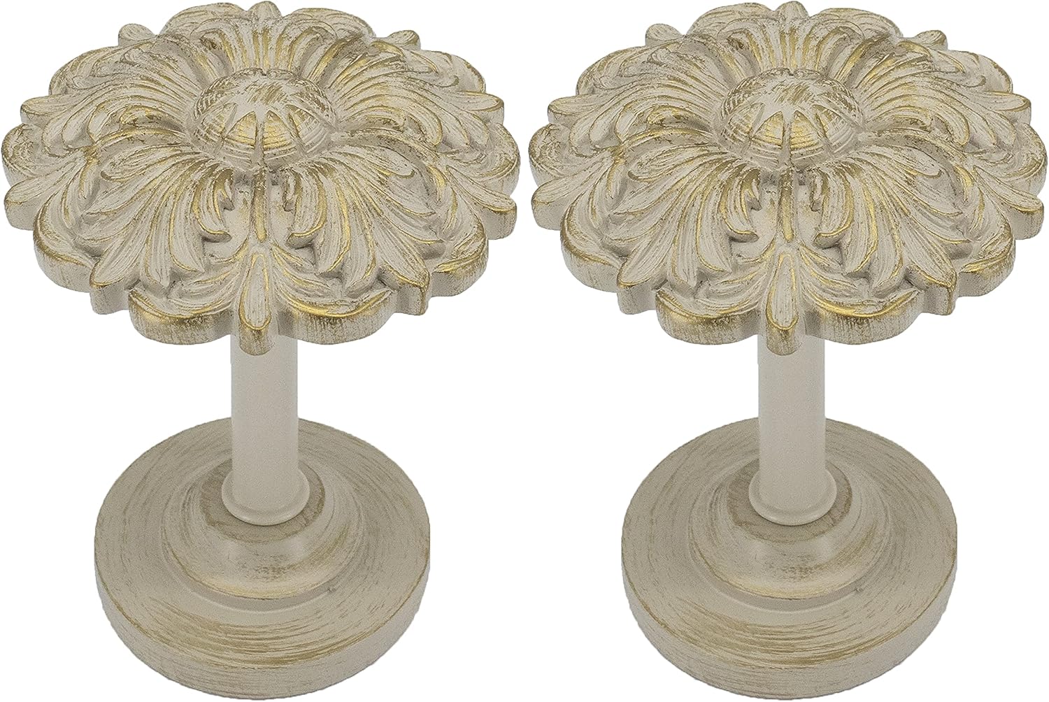 MERIVILLE 2 Pack Fleur Window Drapery Holdbacks with Gold Finish