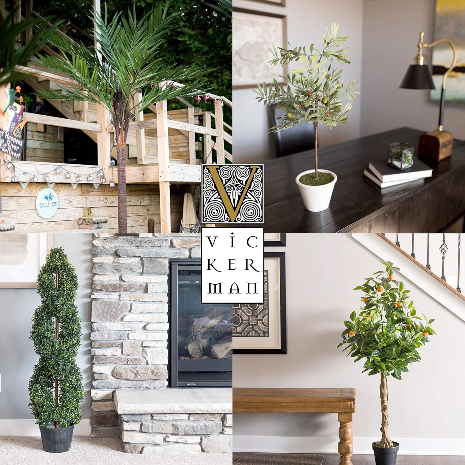 Vickerman 4 Artificial Variegated Ficus Bush with Container