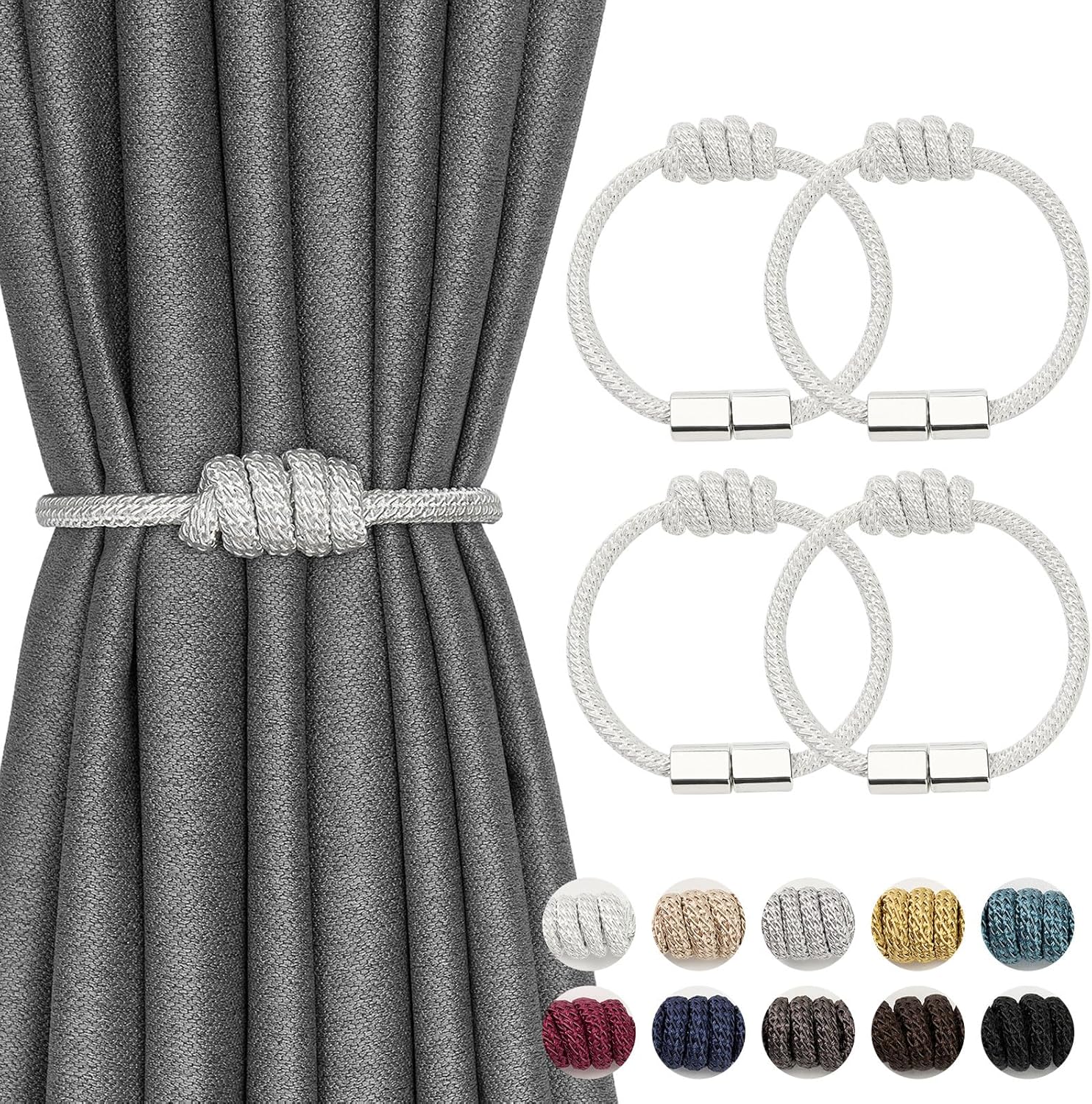 NICEEC 4 Pack Magnetic Curtain Tiebacks Modern Simple Style
