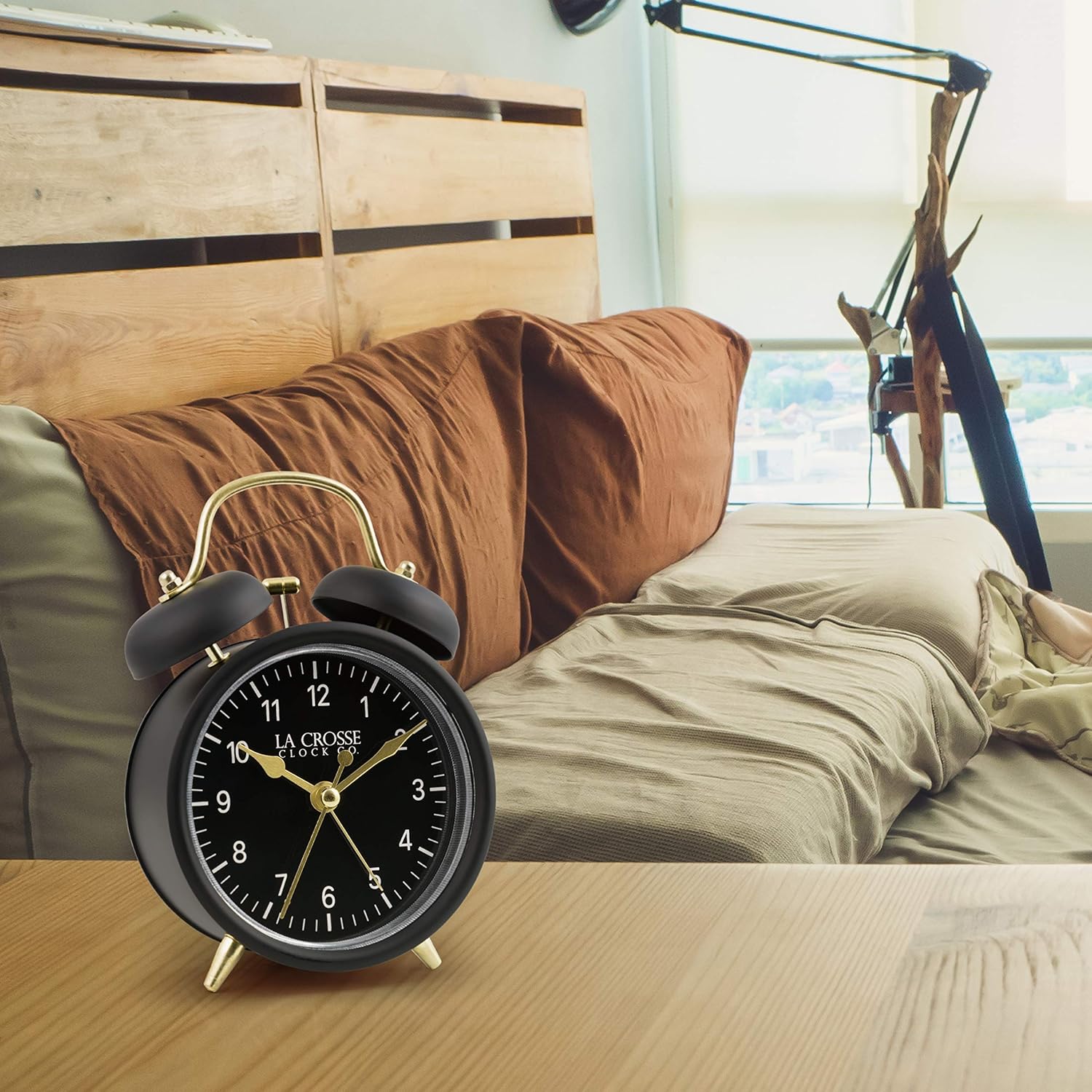 La Crosse 617-3314BG Black Twin Bell Alarm Clock