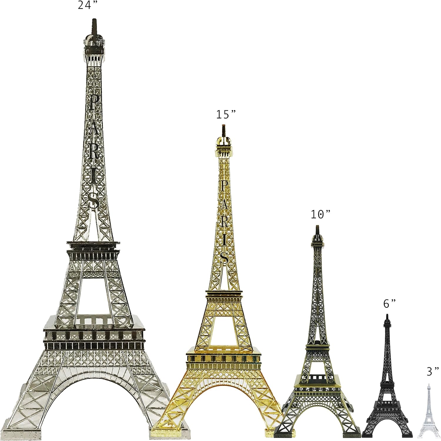 Allgala 24 Inch Eiffel Tower Statue Decor Alloy Metal White