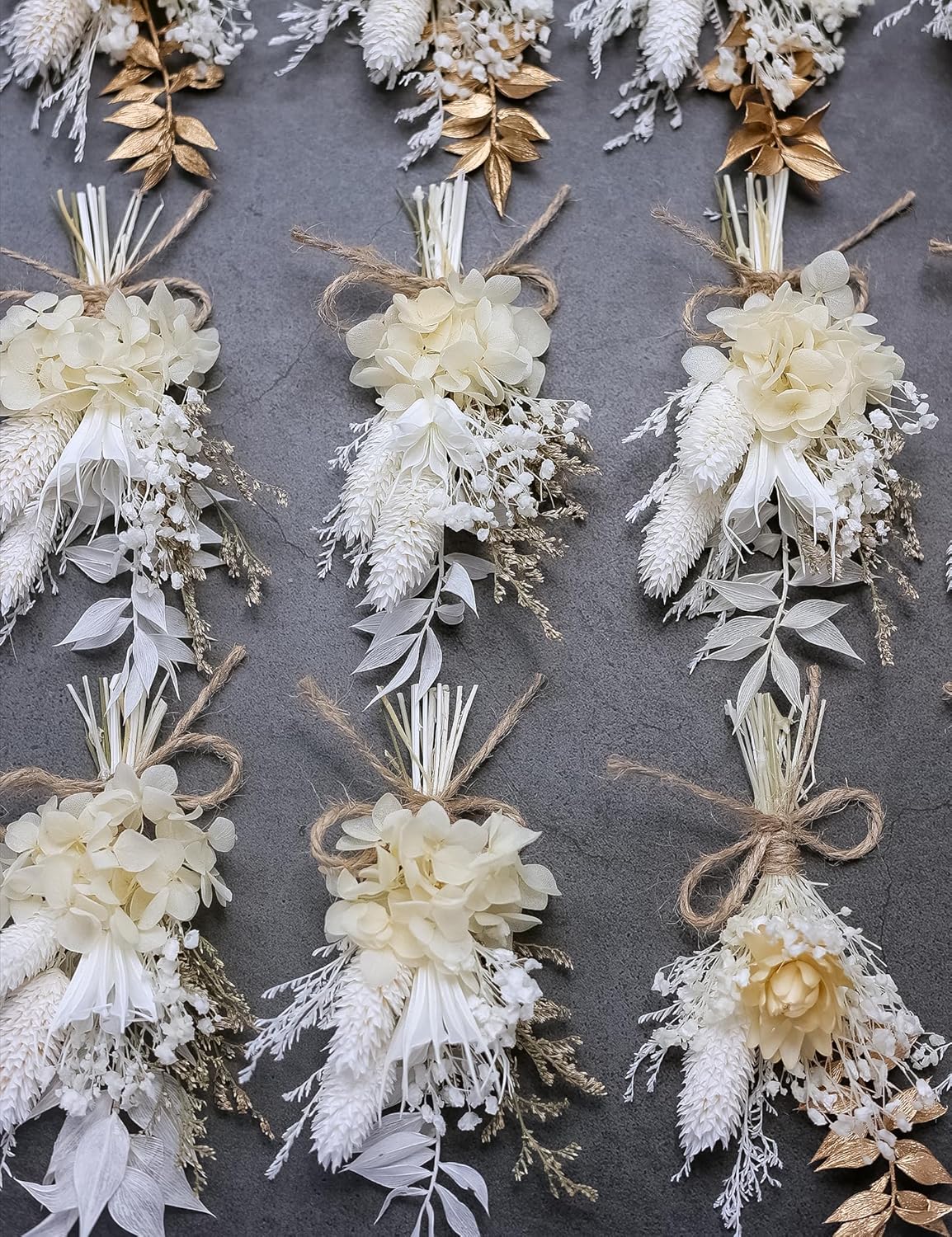 Xins Convey Mini Dried Flower Bouquet Set Pack of 12 Gold
