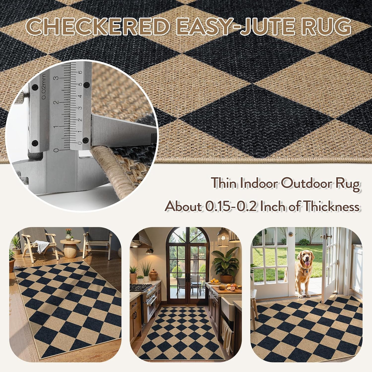 Lahome Checkered Jute 3x5 Outdoor Rug