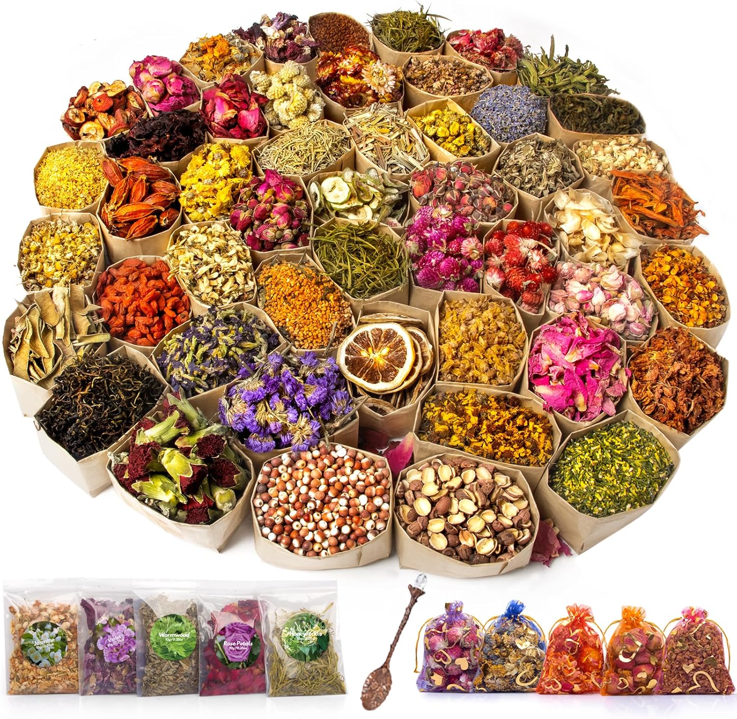50 Bags Dried Flowers for DIY Crafts and Witchcraft