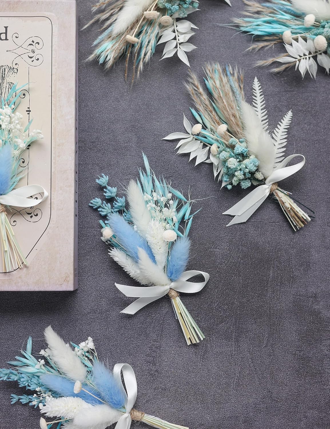 Mini Dried Flower Bouquet Set 6 pcs Blue