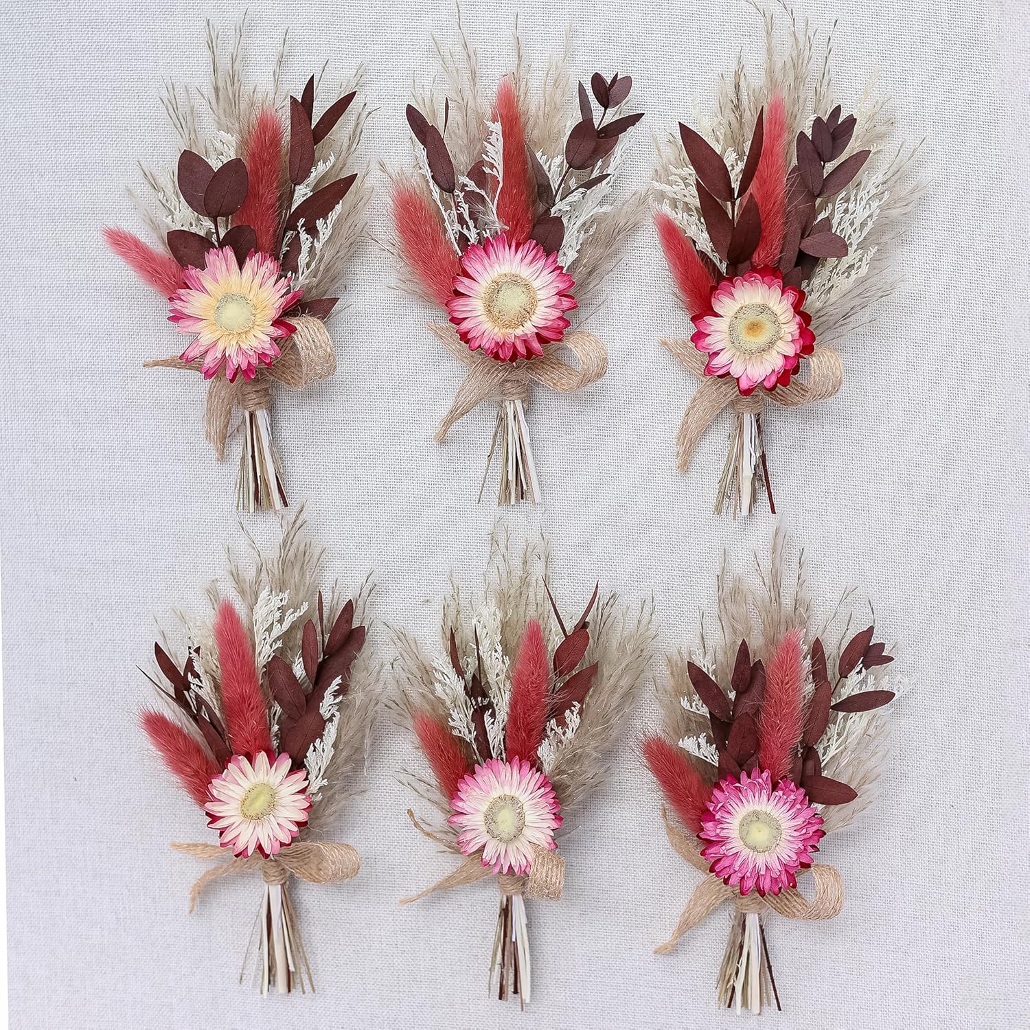 Xins Convey Burgundy Mini Dried Flower Bouquet Set of 6
