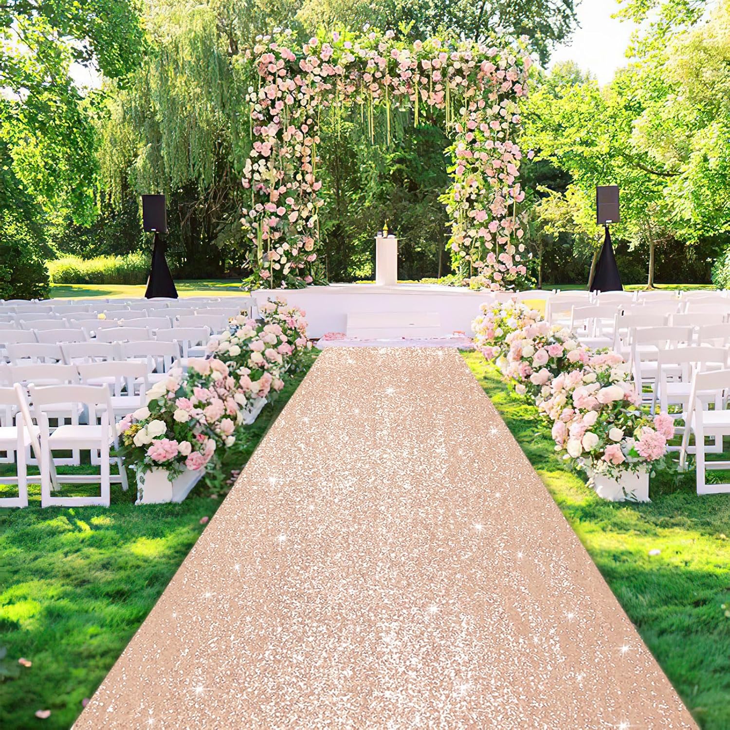 B-COOL Rose Gold Sequin Aisle Runner 2FT x 15FT Wedding Carpet Rug