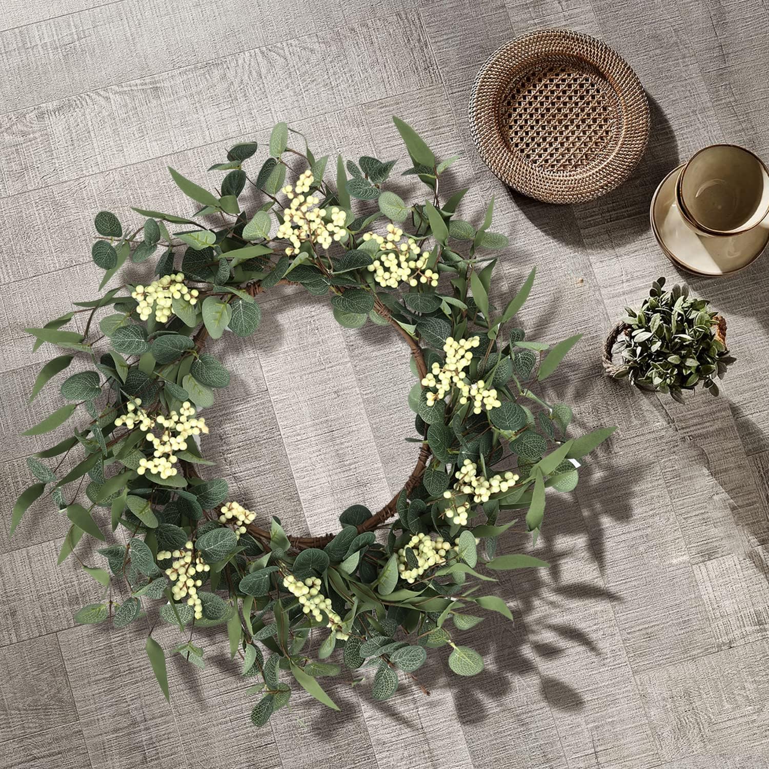 Pinkpum 20 Inch Eucalyptus Wreath for Front Door