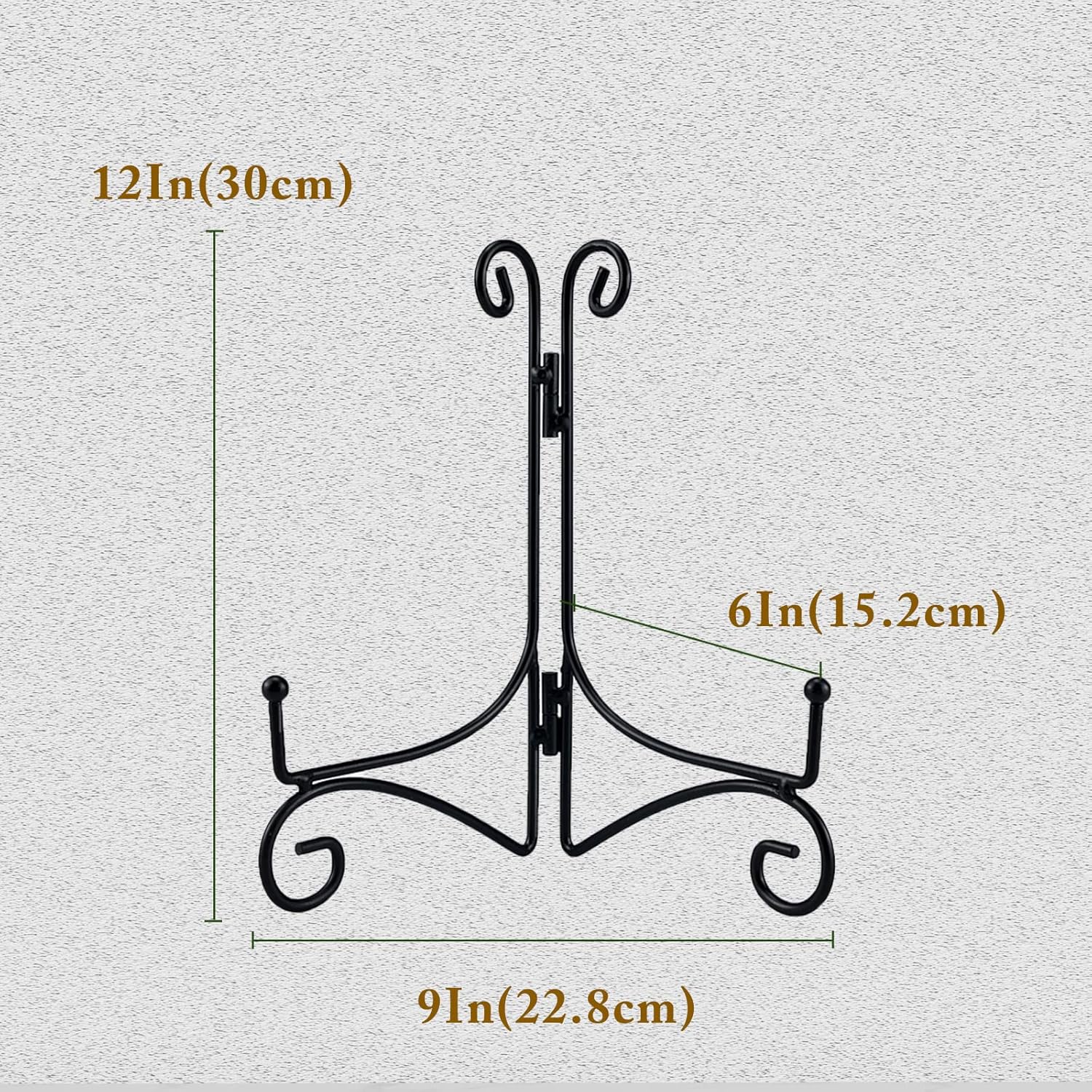 SVENJBB Black Metal Plate Stand 12 Inch Display Holder