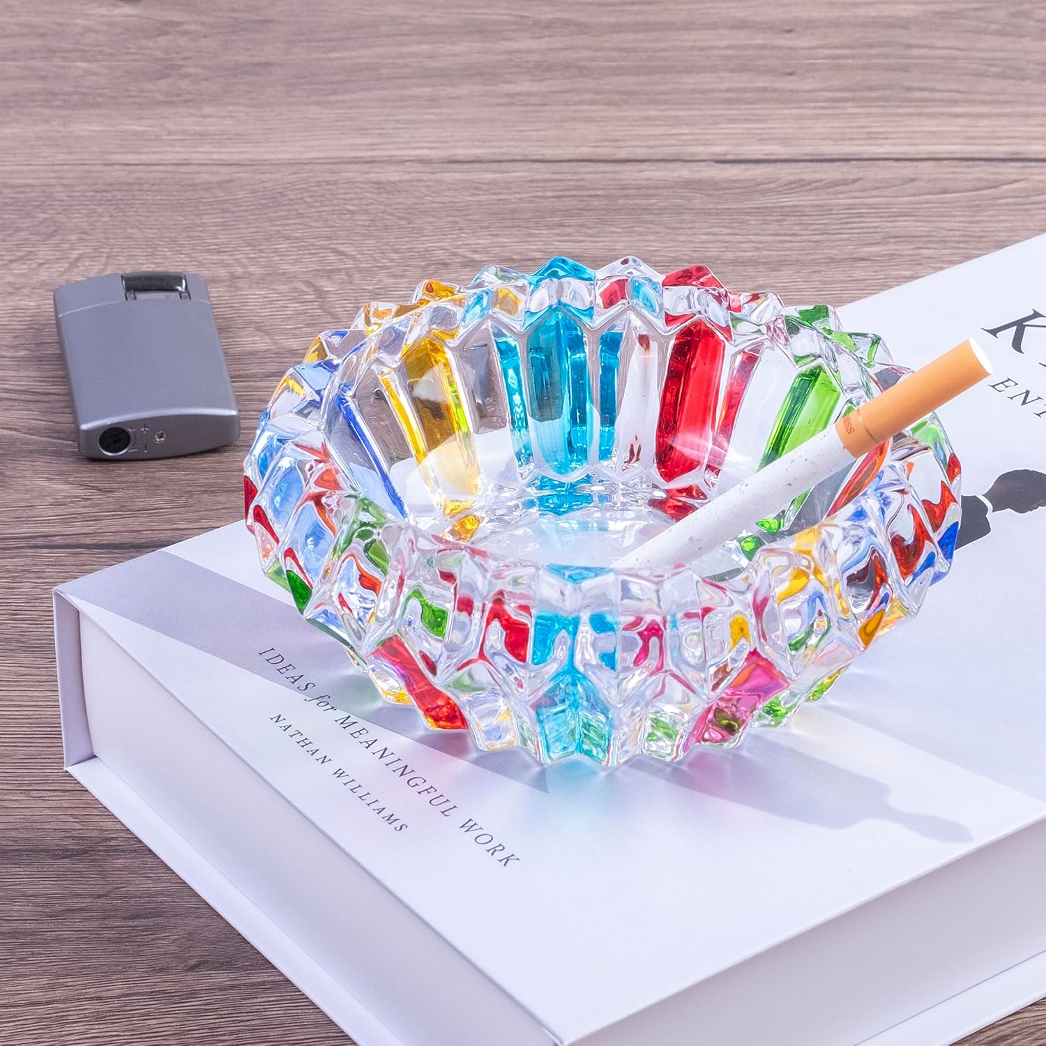 Yblenic Large Glass Cigarette Ashtray for Home and Office Use
