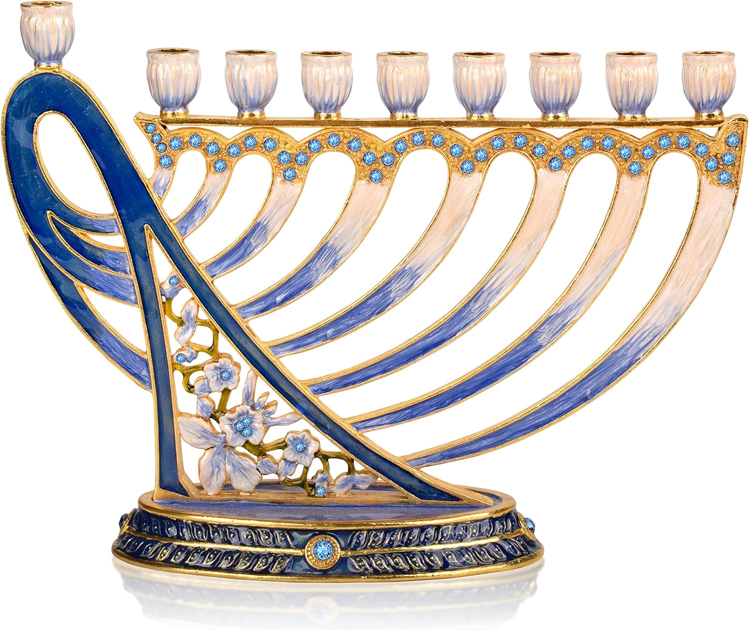 Hanukkah Menorah with Gold Accents and Jewels