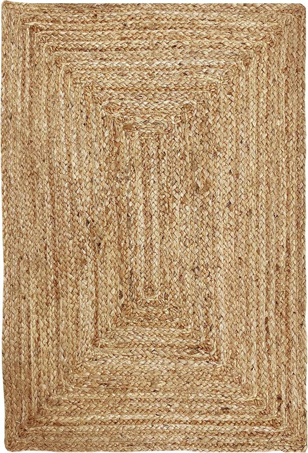 Hausattire Hand Woven Jute Braided Rug 2x3 Natural