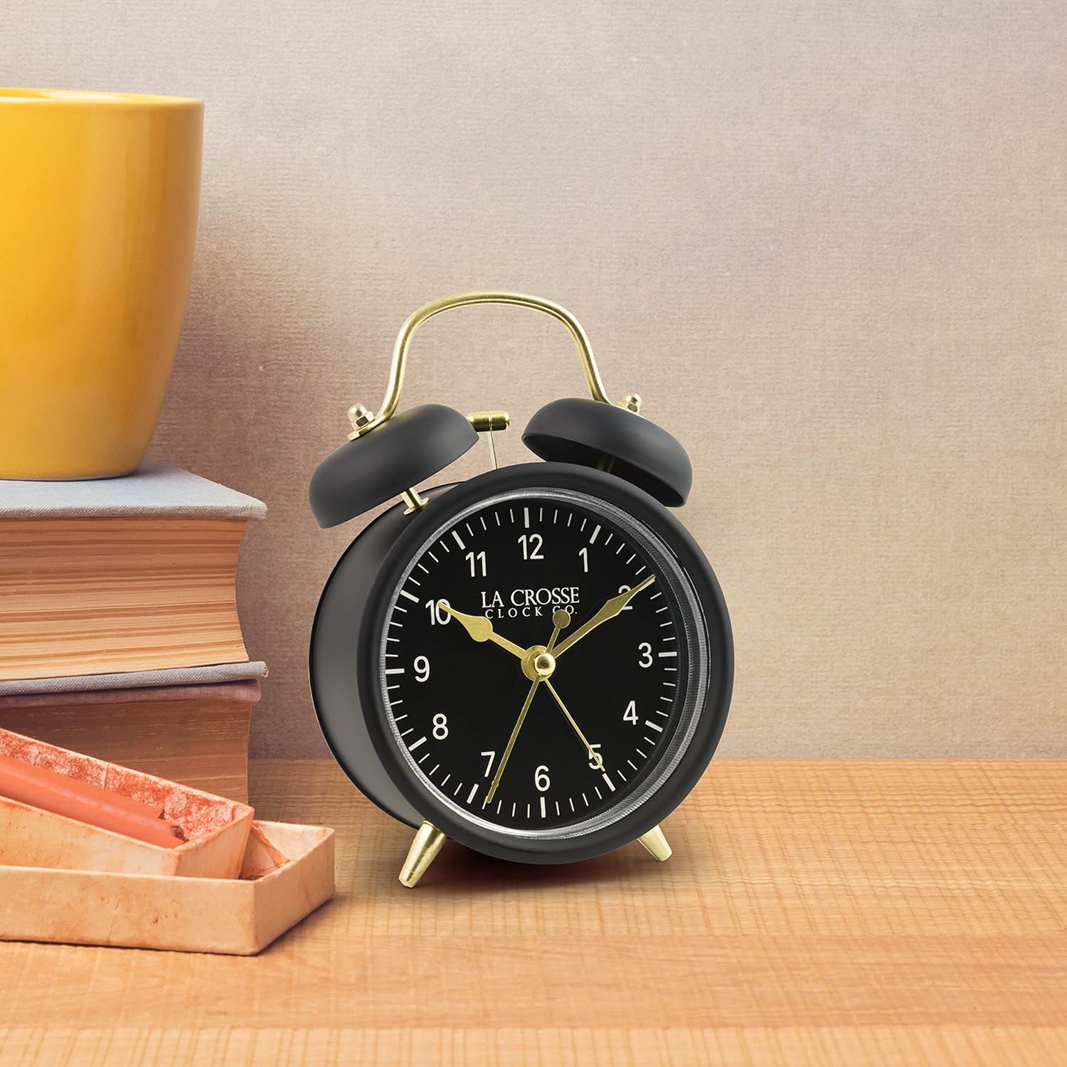La Crosse 617-3314BG Black Twin Bell Alarm Clock