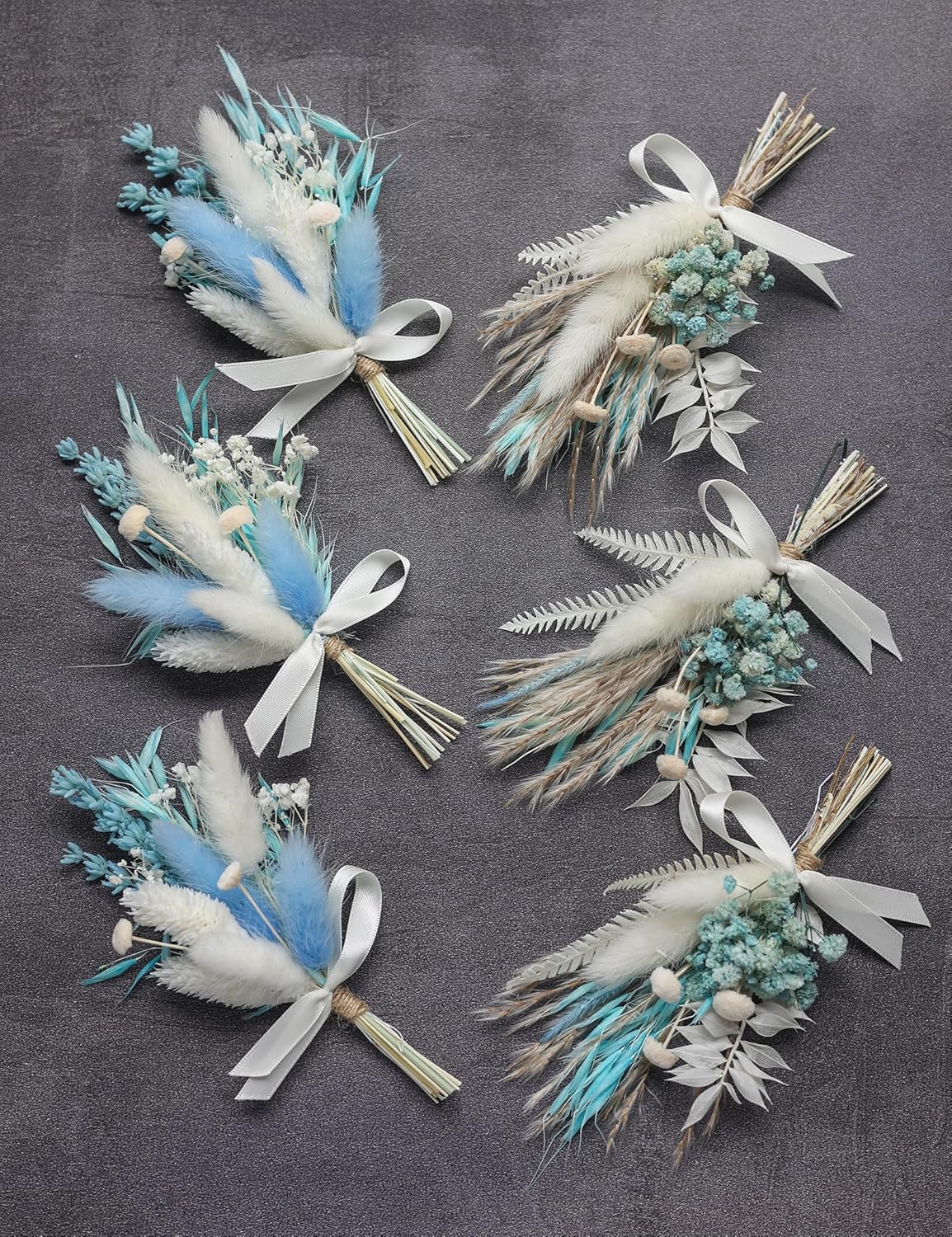 Mini Dried Flower Bouquet Set 6 pcs Blue