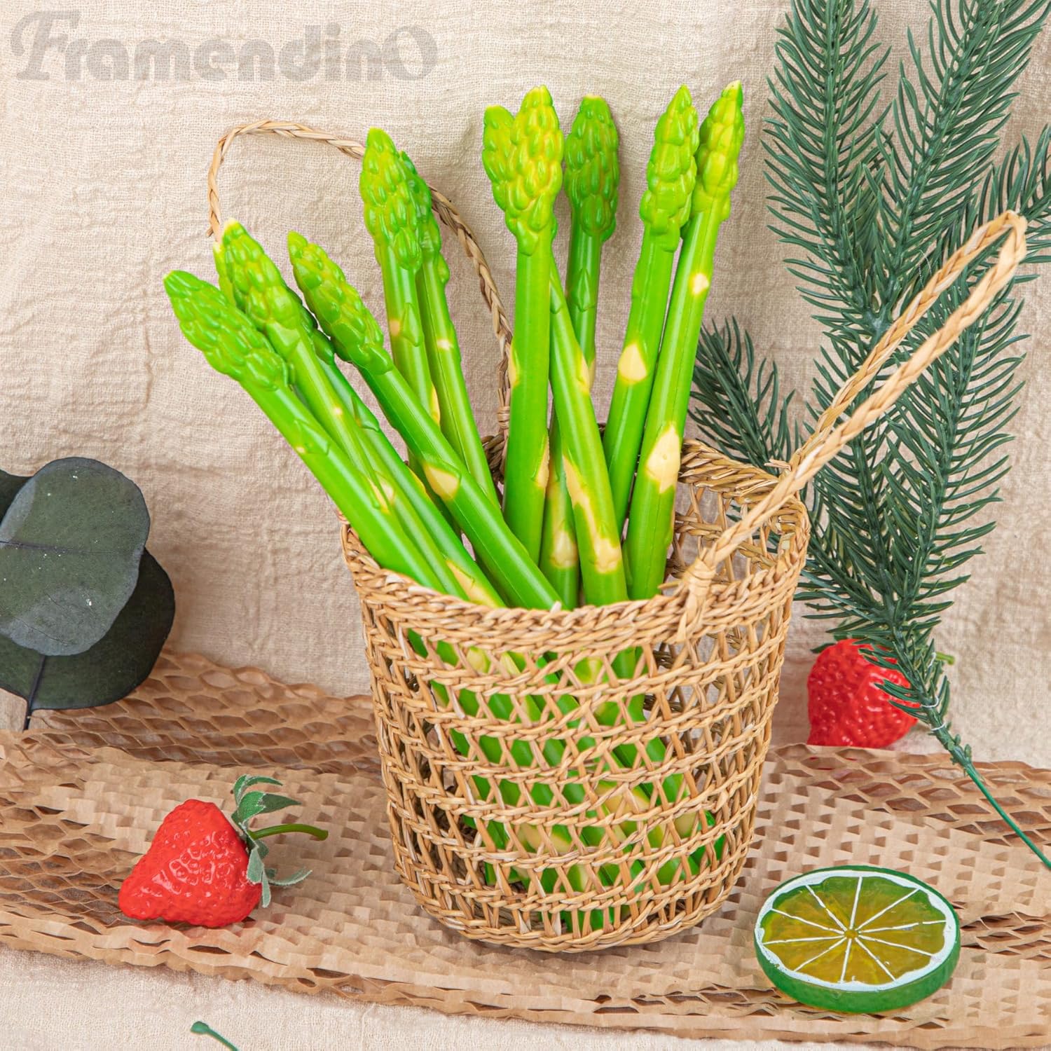 Framendino 12 Pack Artificial Asparagus Realistic Display Props