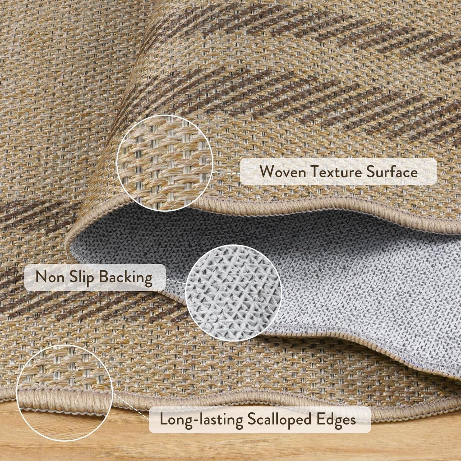 Livebox Scalloped Easy Jute 3x5 Outdoor Rug