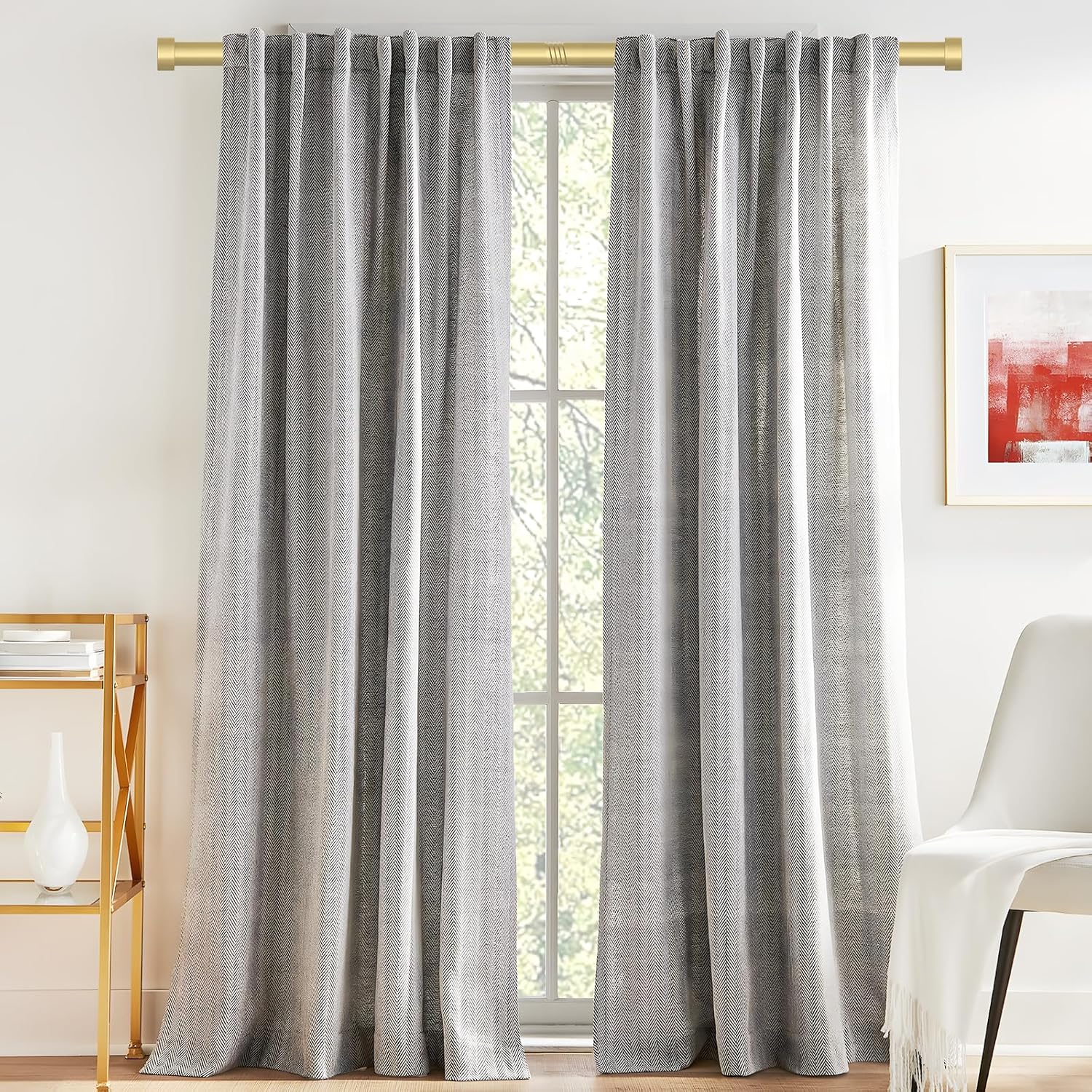 OLV 2 Pack Gold Curtain Rods for Windows 48-84 Inch