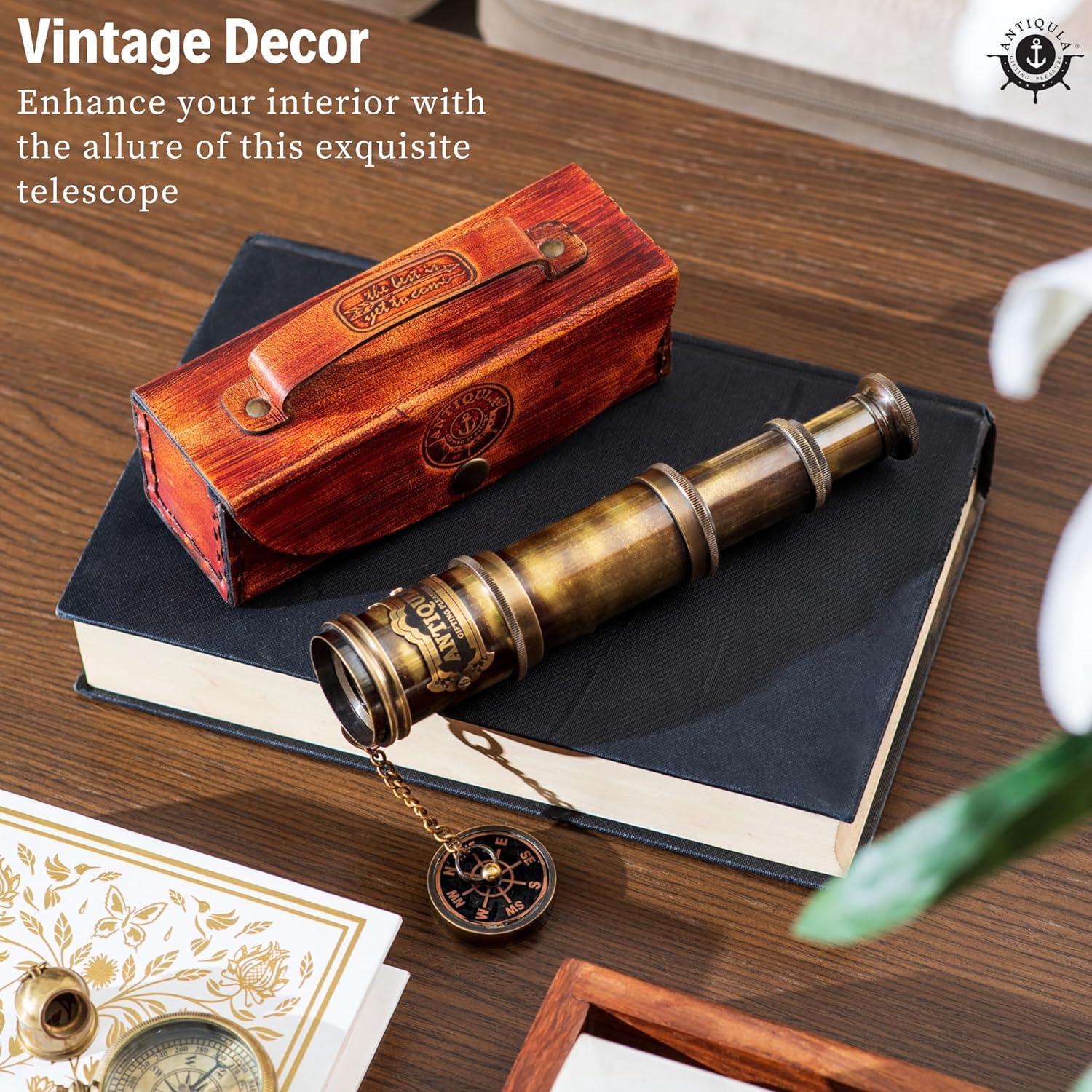 1920 Vintage Brass Telescope with Leather Case