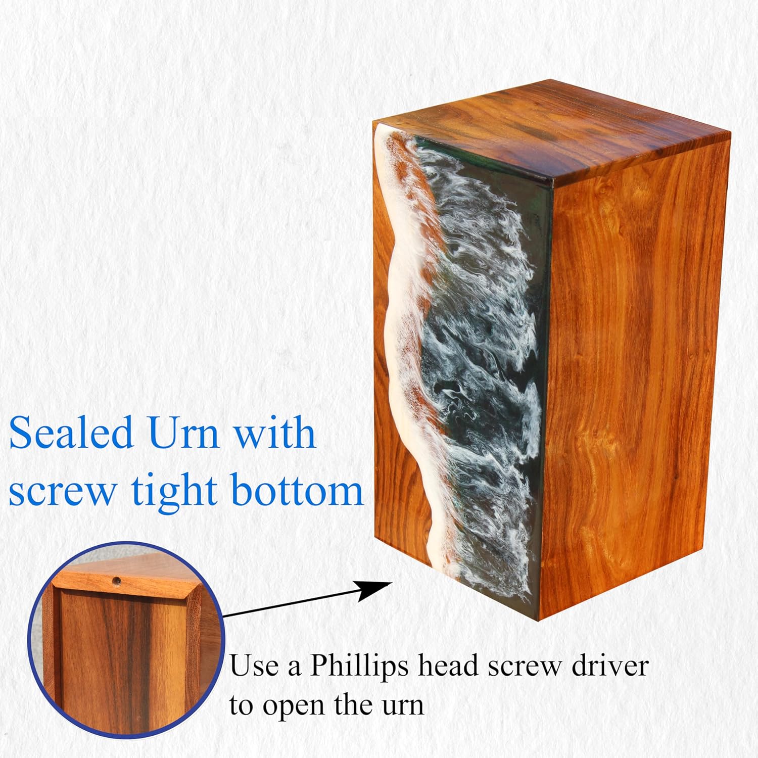 Ocean Wooden Resin Urn for Adult Male