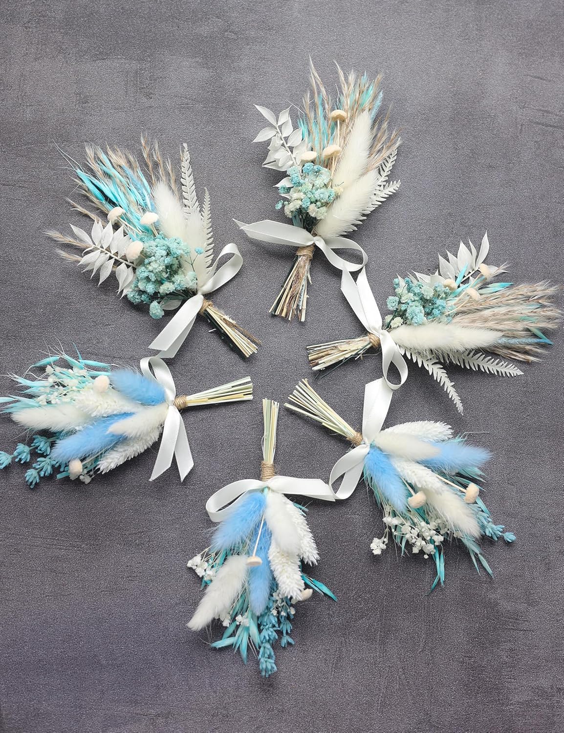 Mini Dried Flower Bouquet Set 6 pcs Blue