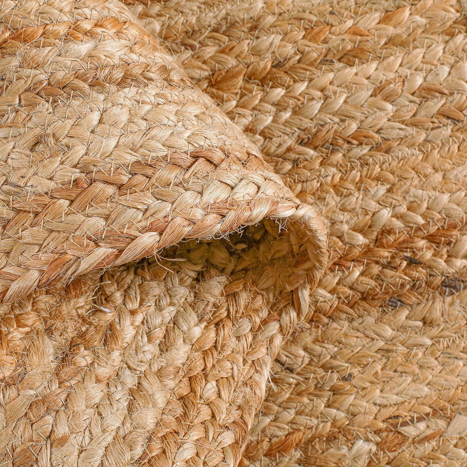 Hausattire Hand Woven Jute Braided Rug 2x3 Natural