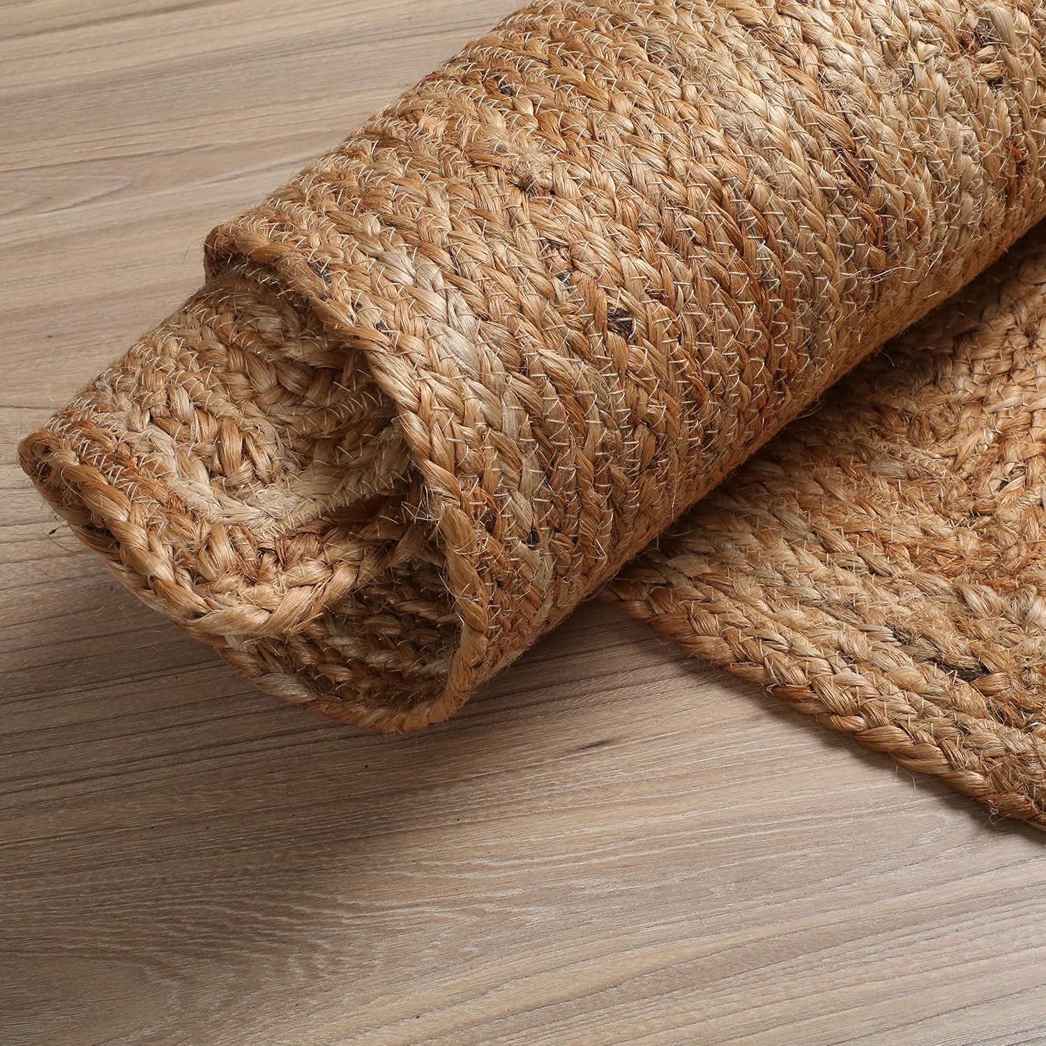 Hausattire Hand Woven Jute Braided Rug 2x3 Natural