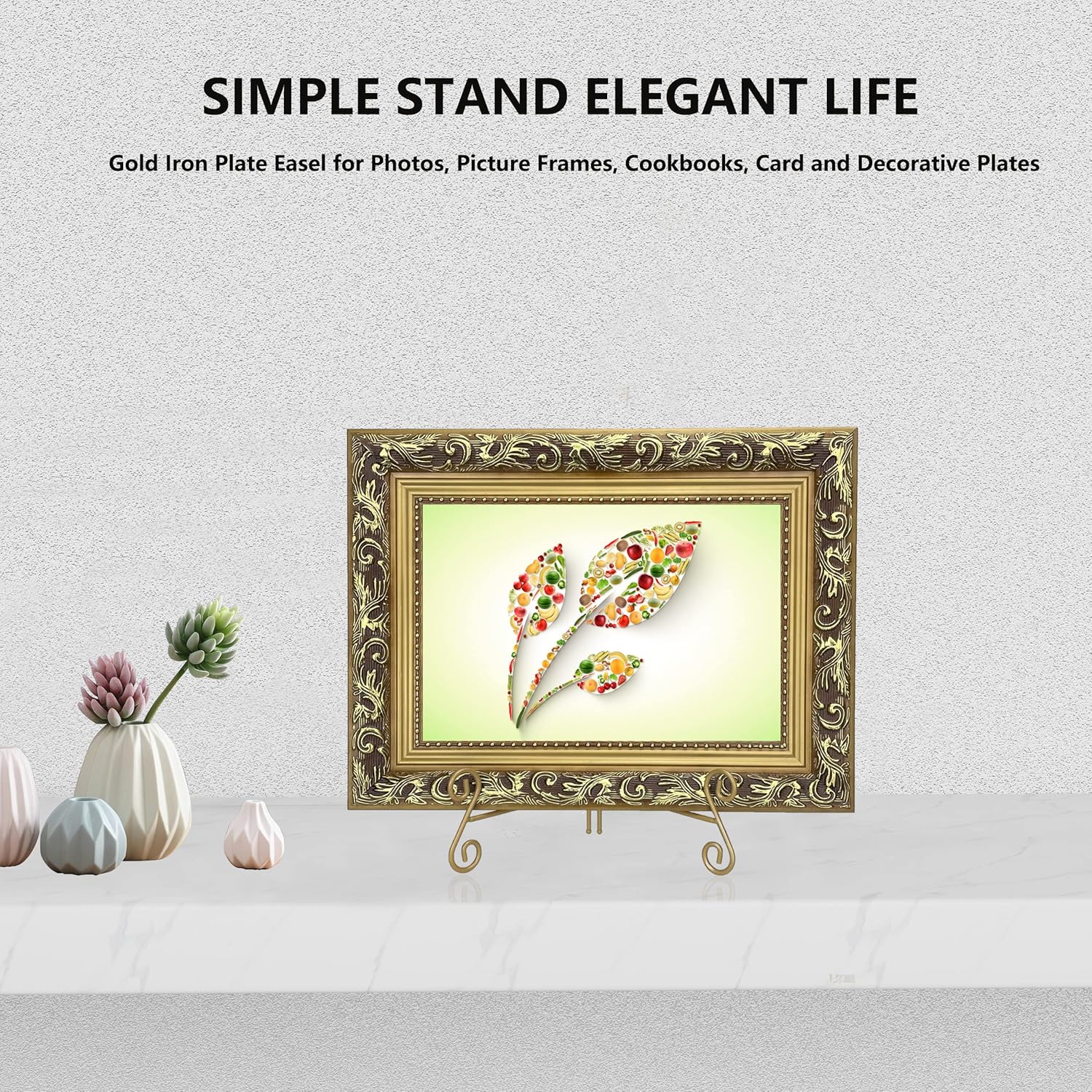 Gold Plate Stand 10 Inch Easel for Display